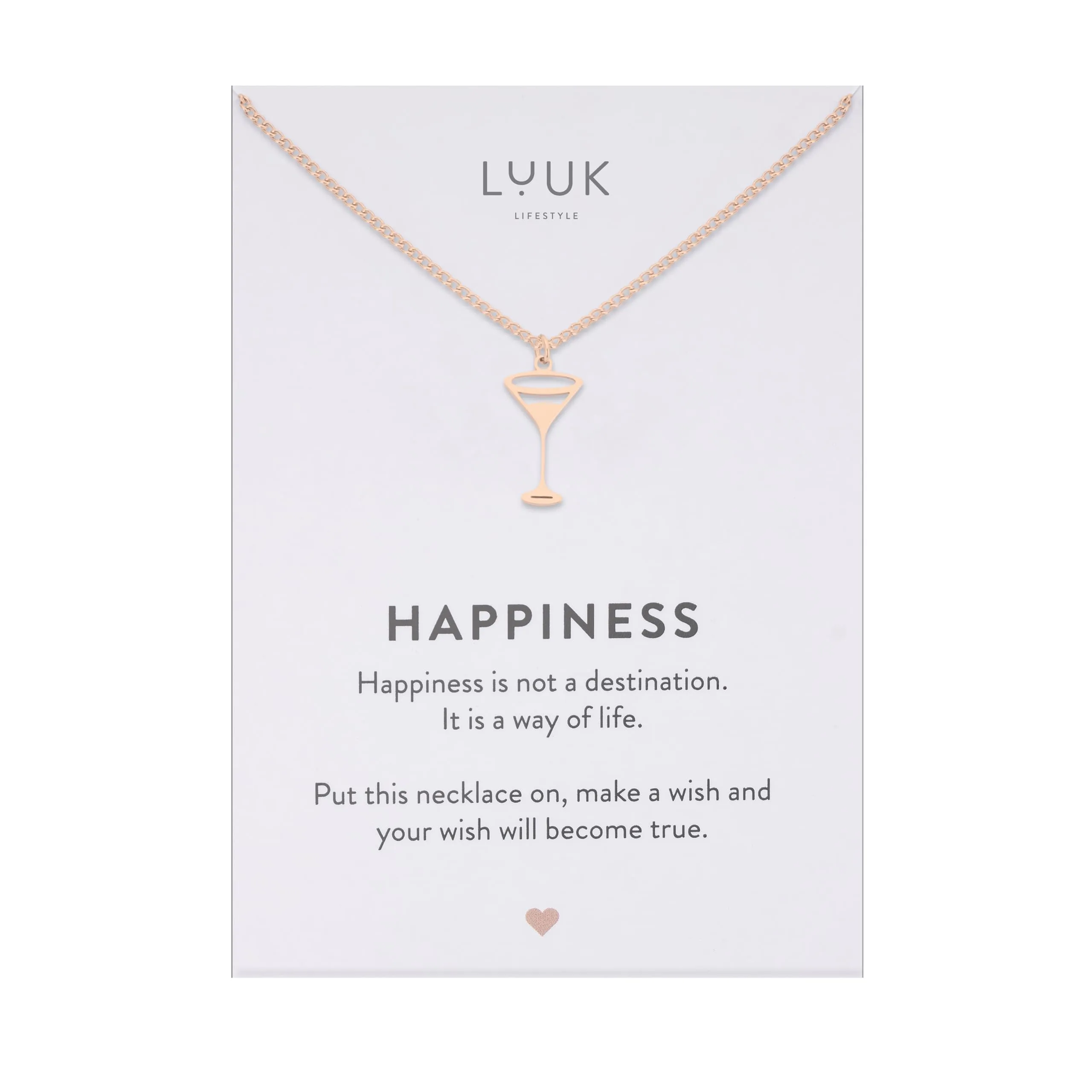 LUUK LIFESTYLE Collana Acciaio Inox con Ciondolo Coppetta, Oro Rosa, 50cm - immagine 1