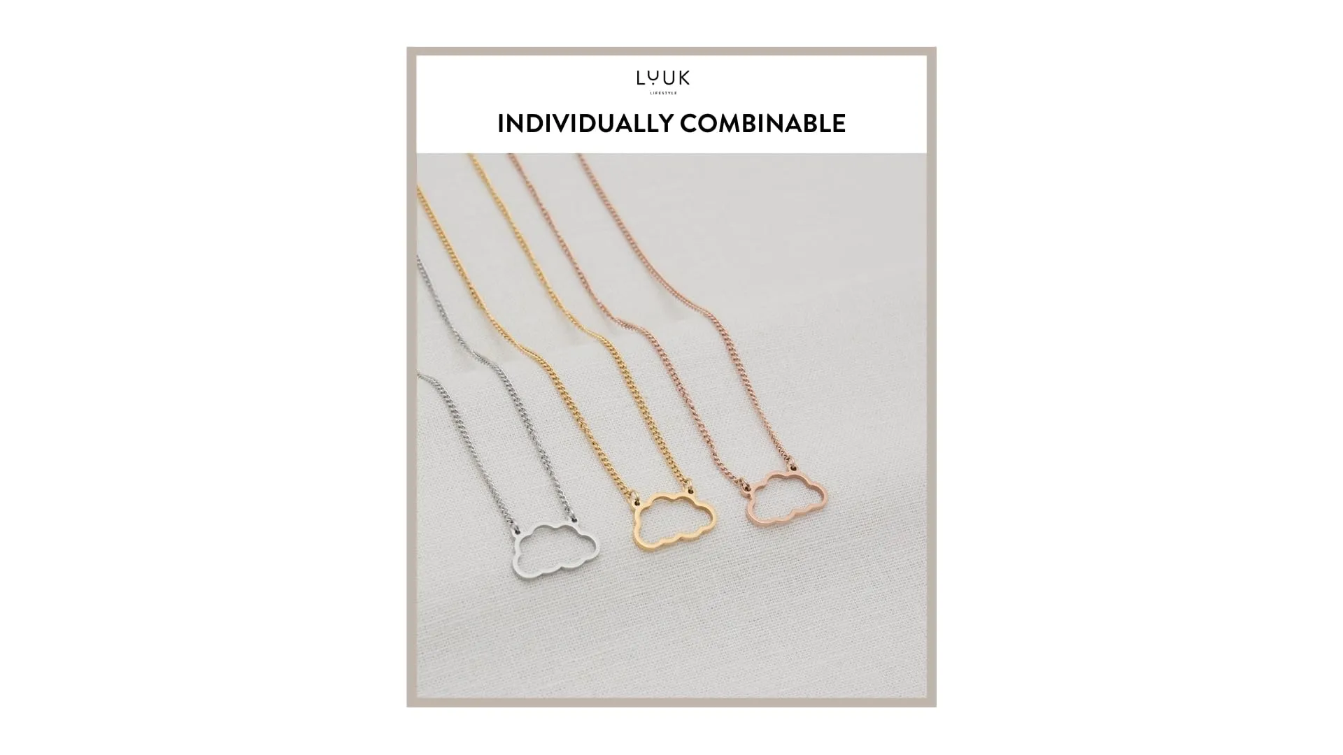 LUUK LIFESTYLE Collana con Ciondolo Nuvola, Oro Rosa, 50cm - immagine 5