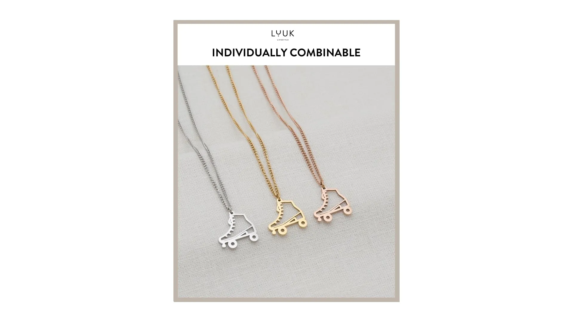 LUUK LIFESTYLE Collana con Ciondolo Pattino a Rotelle, Oro, 50cm - immagine 5