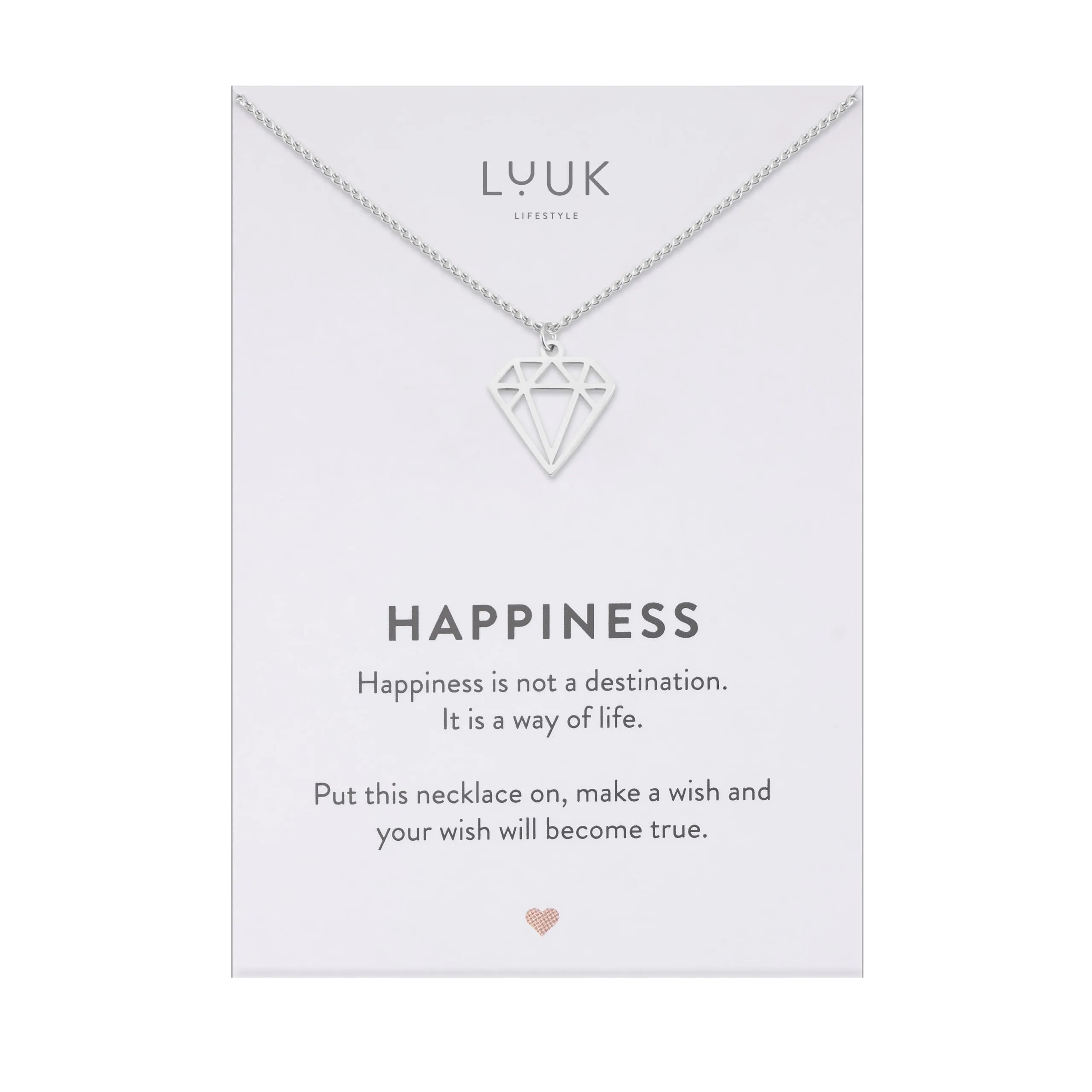 LUUK LIFESTYLE Collana con Ciondolo Diamante, Argento, 50cm - immagine 1
