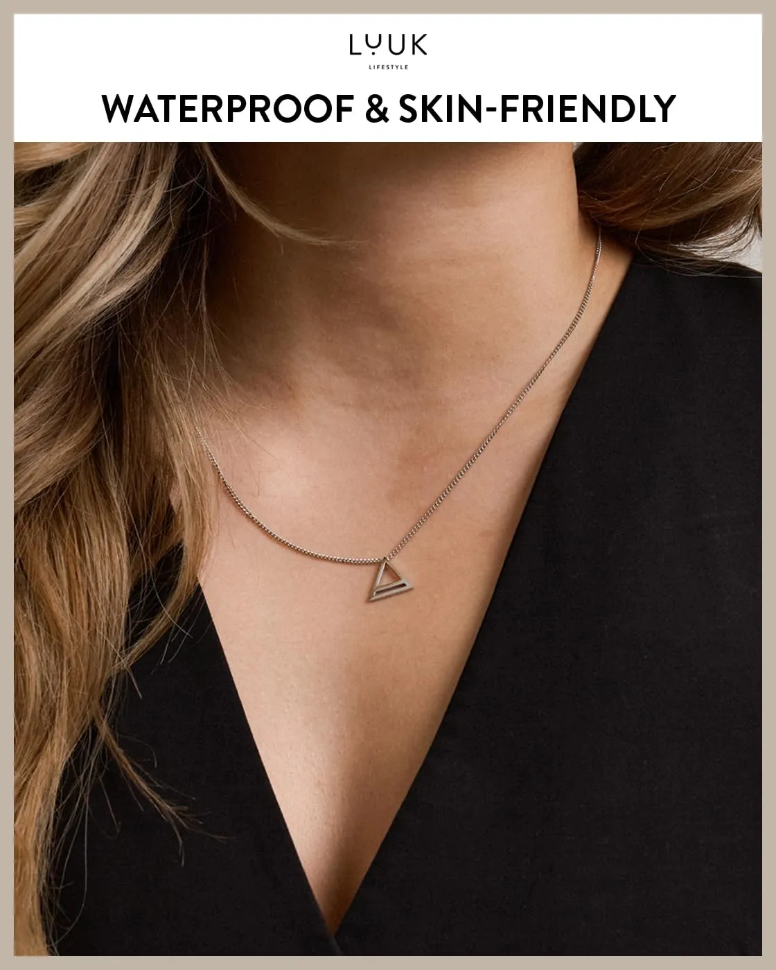LUUK LIFESTYLE Collana con Ciondolo Triangolo, Argento, 50cm - immagine 2