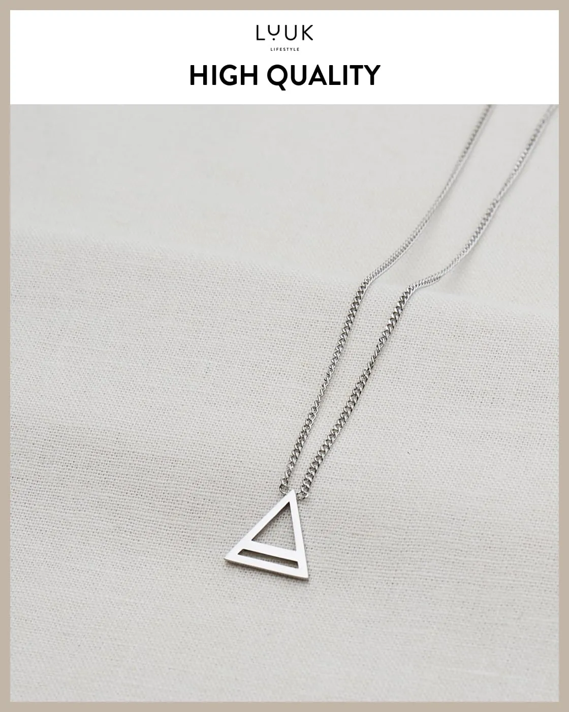LUUK LIFESTYLE Collana con Ciondolo Triangolo, Argento, 50cm - immagine 4