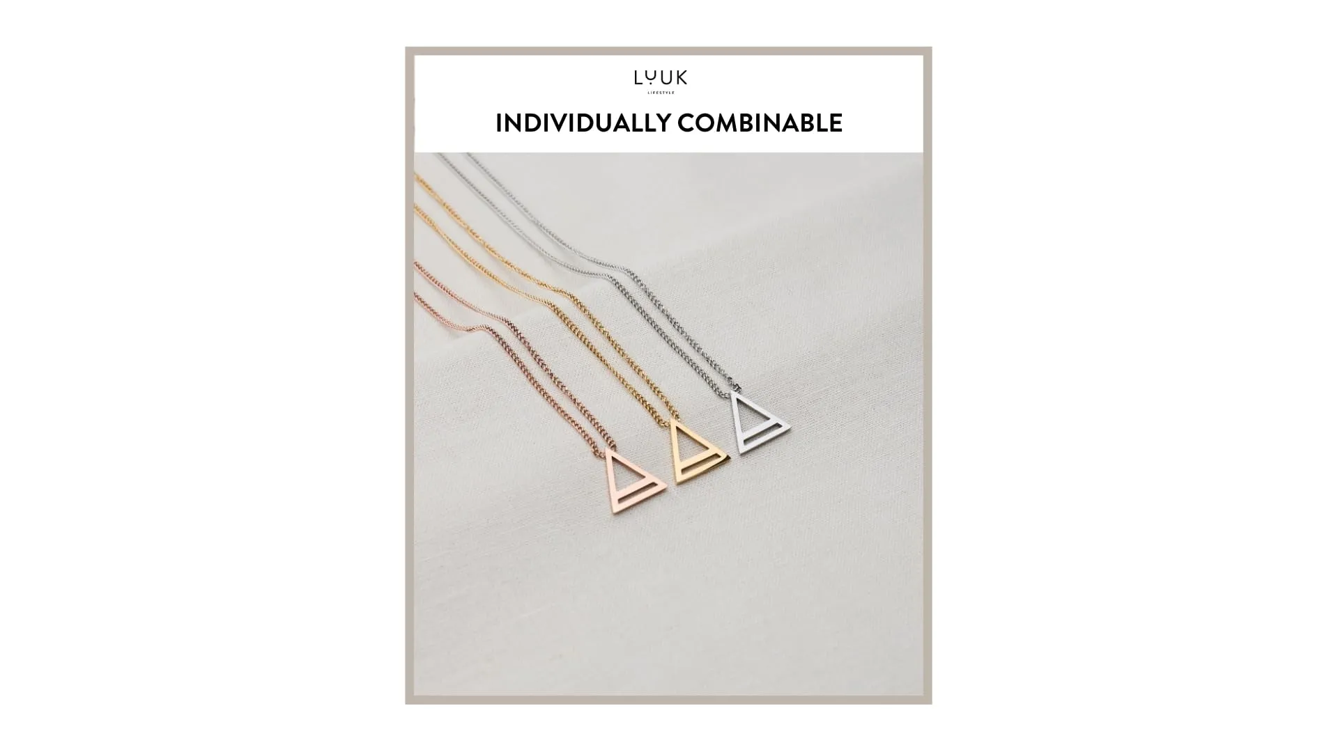 LUUK LIFESTYLE Collana con Ciondolo Triangolo, Argento, 50cm - immagine 5