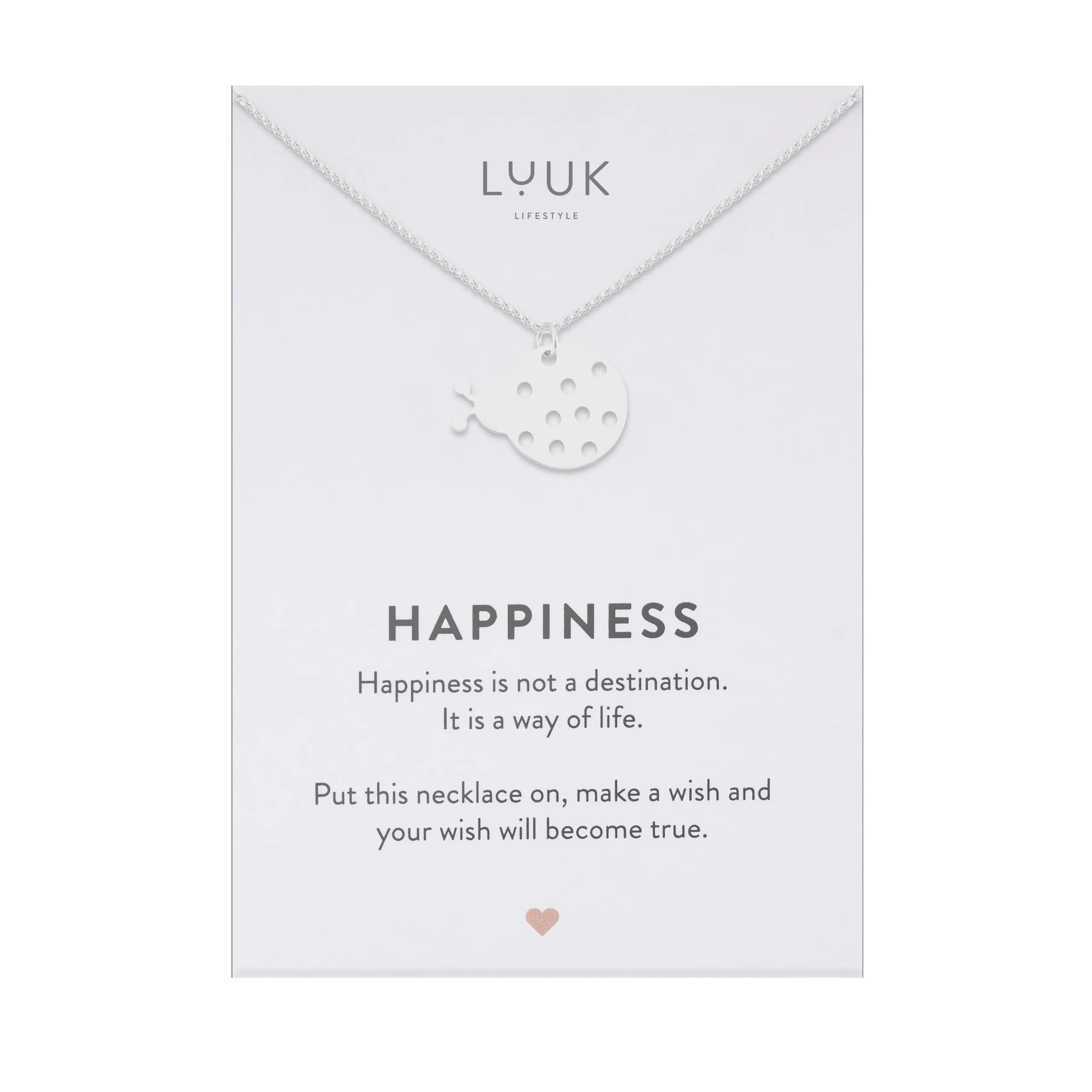LUUK LIFESTYLE Collana Acciaio Inox con Ciondolo Coccinella, Argento, 50cm - immagine 1