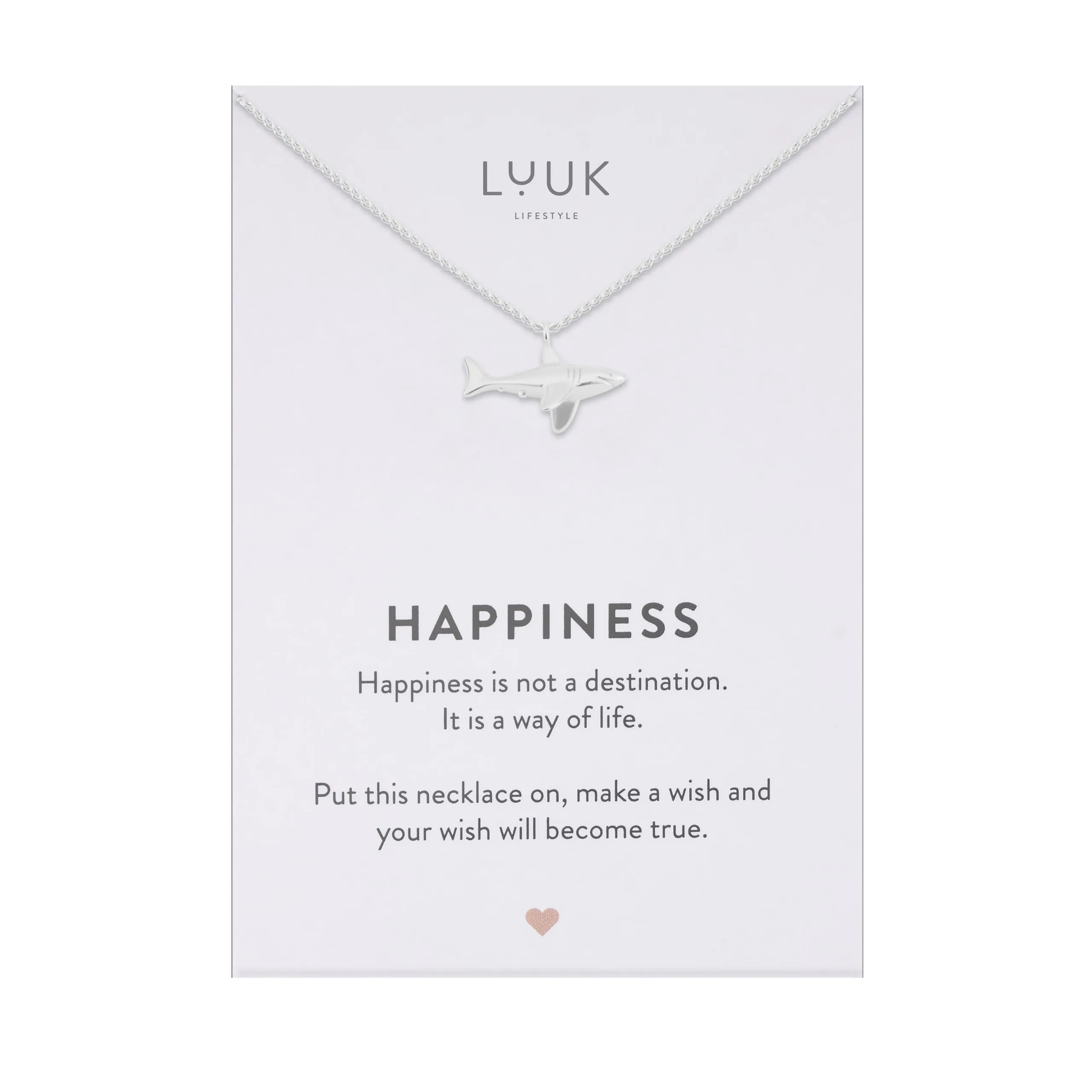 LUUK LIFESTYLE Collana Acciaio Inox con Ciondolo Squalo, Argento, 50cm - immagine 1