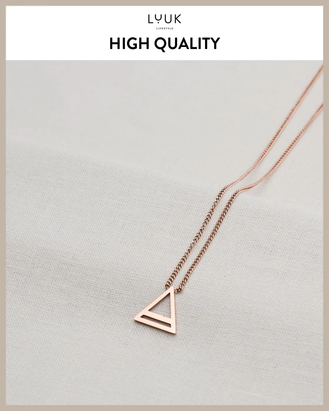 LUUK LIFESTYLE Collana con Ciondolo Triangolo, Oro Rosa, 50cm - immagine 4