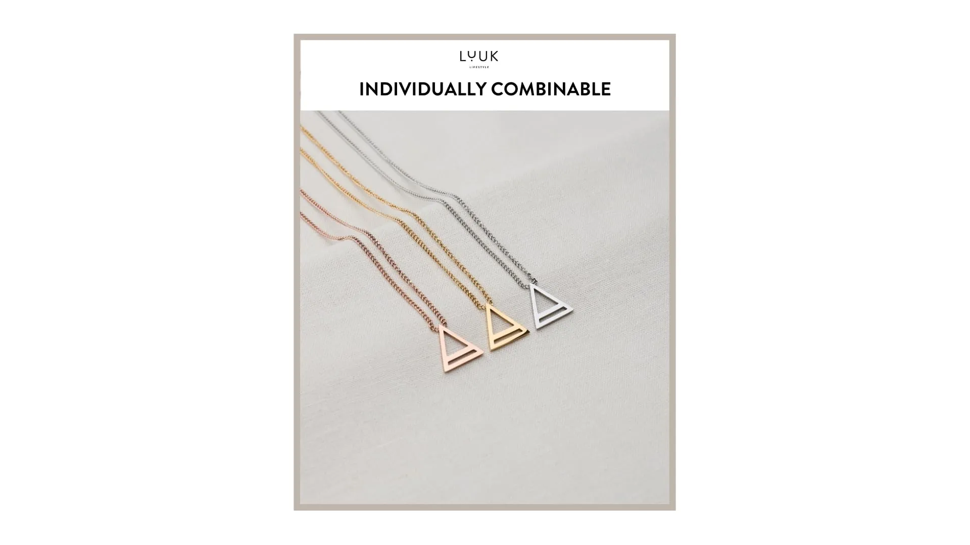 LUUK LIFESTYLE Collana con Ciondolo Triangolo, Oro Rosa, 50cm - immagine 5