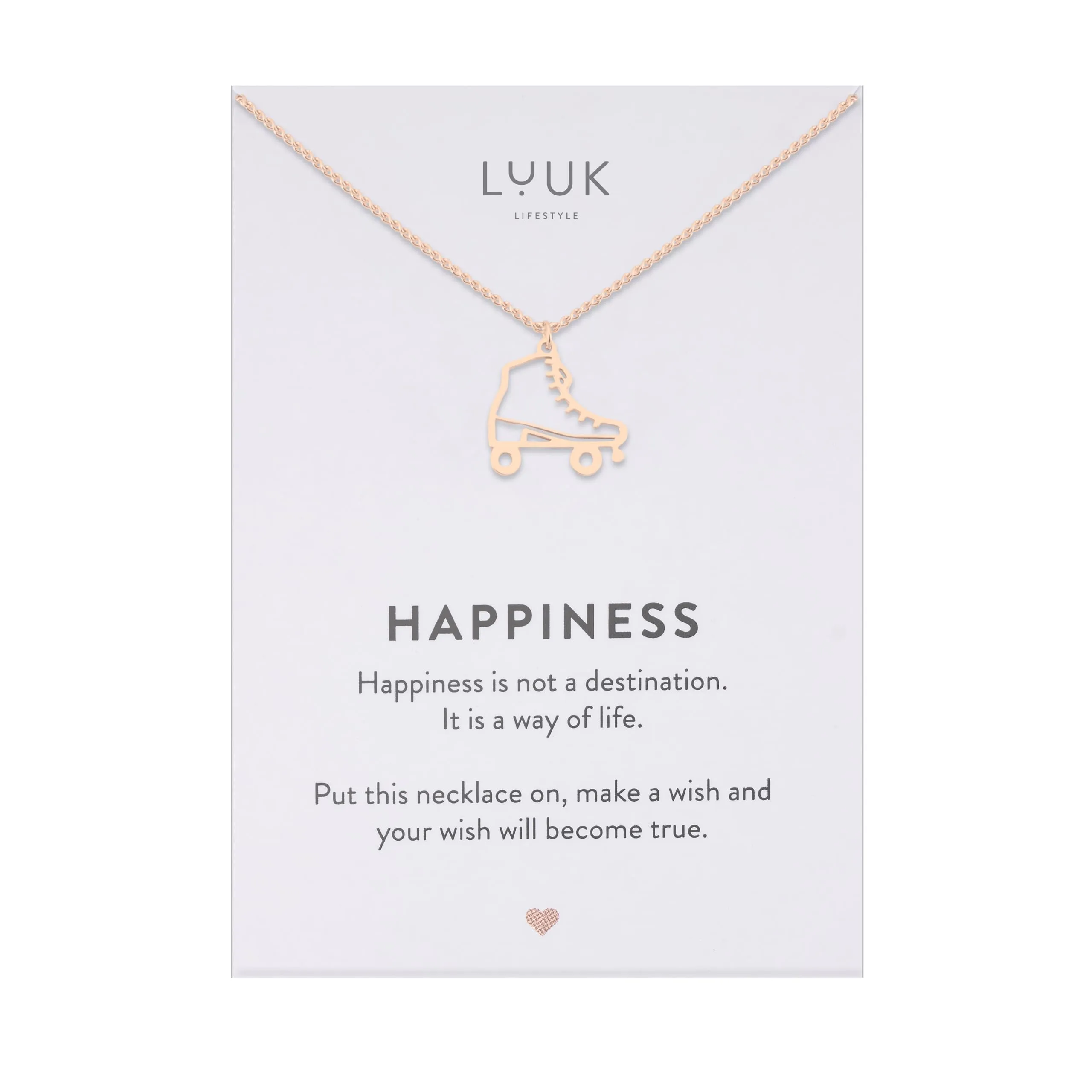 LUUK LIFESTYLE Collana con Ciondolo Pattino a Rotelle, Oro Rosa, 50cm - immagine 1