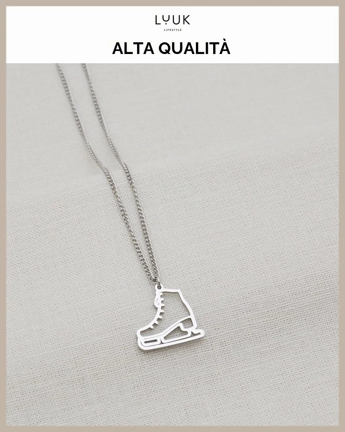 LUUK LIFESTYLE Collana con Ciondolo Pattino da Ghiaccio, Argento, 50cm - immagine 2