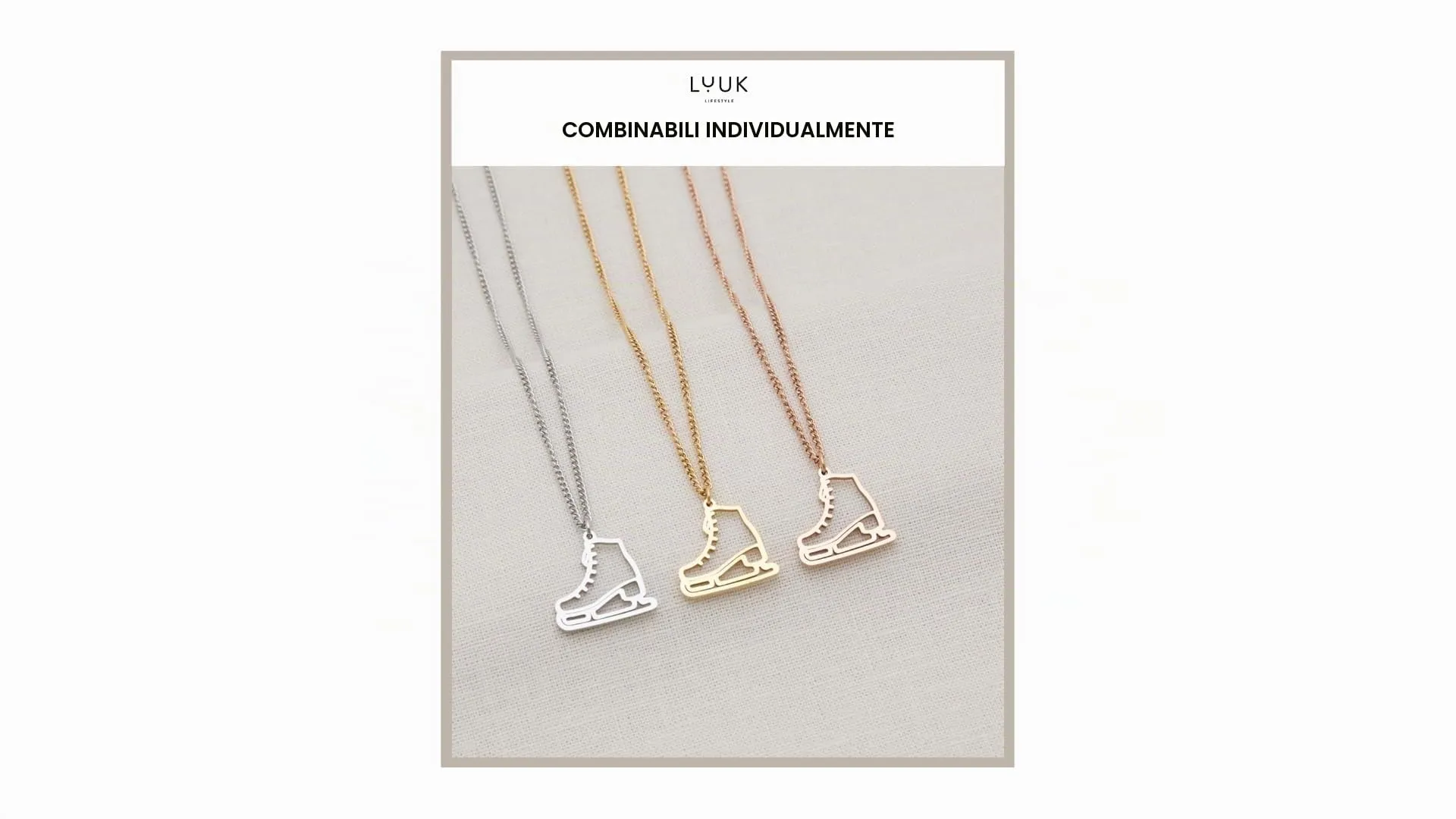 LUUK LIFESTYLE Collana con Ciondolo Pattino da Ghiaccio, Argento, 50cm - immagine 3