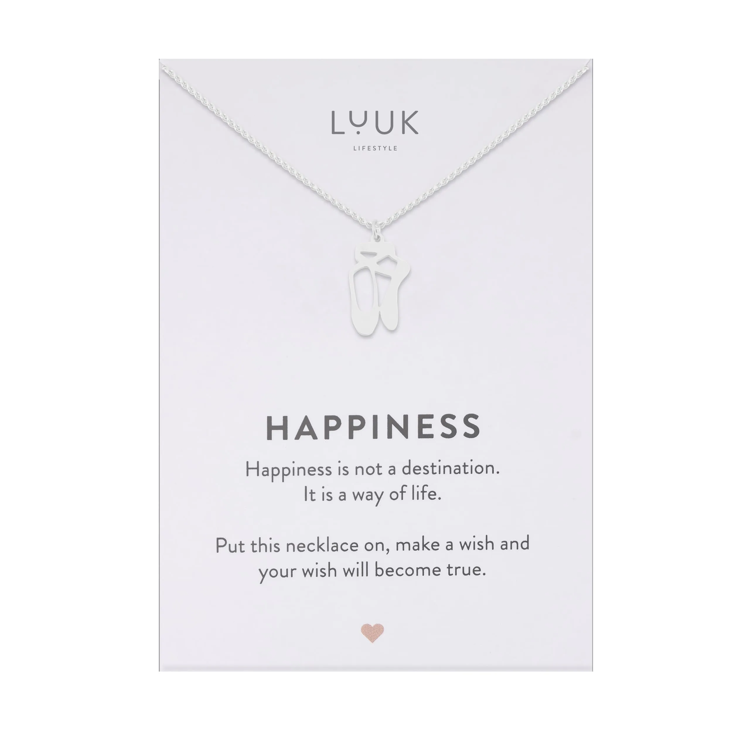 LUUK LIFESTYLE Collana con Ciondolo Scarpe da Balletto, Argento, 50cm - immagine 1