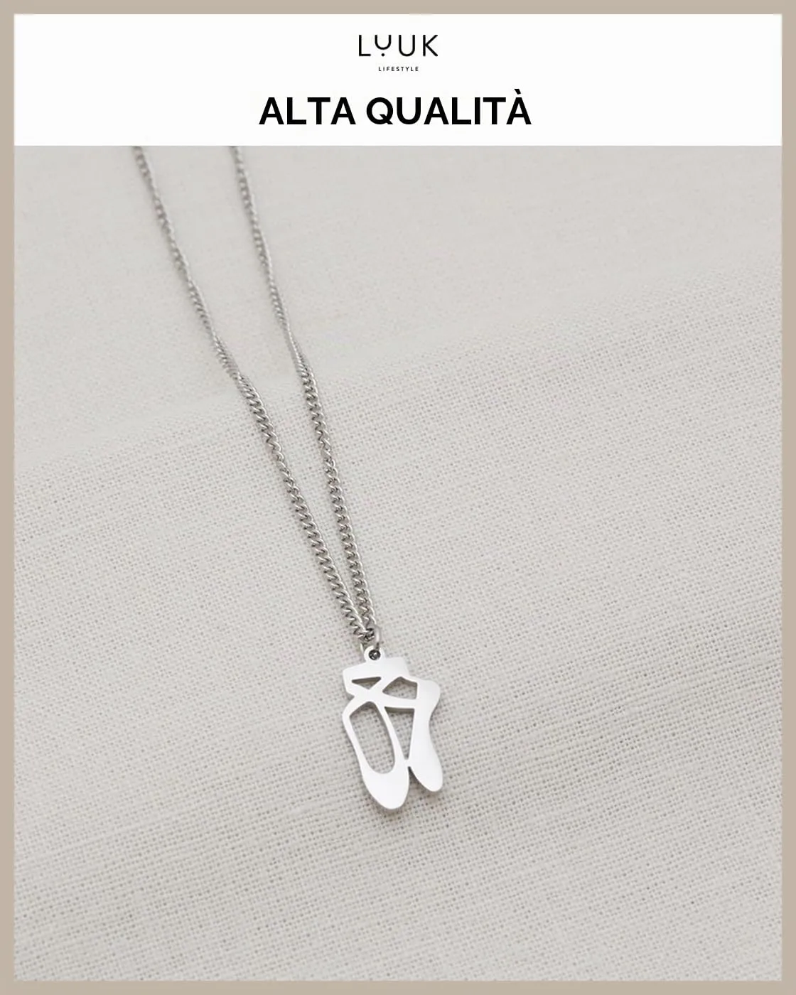 LUUK LIFESTYLE Collana con Ciondolo Scarpe da Balletto, Argento, 50cm - immagine 4