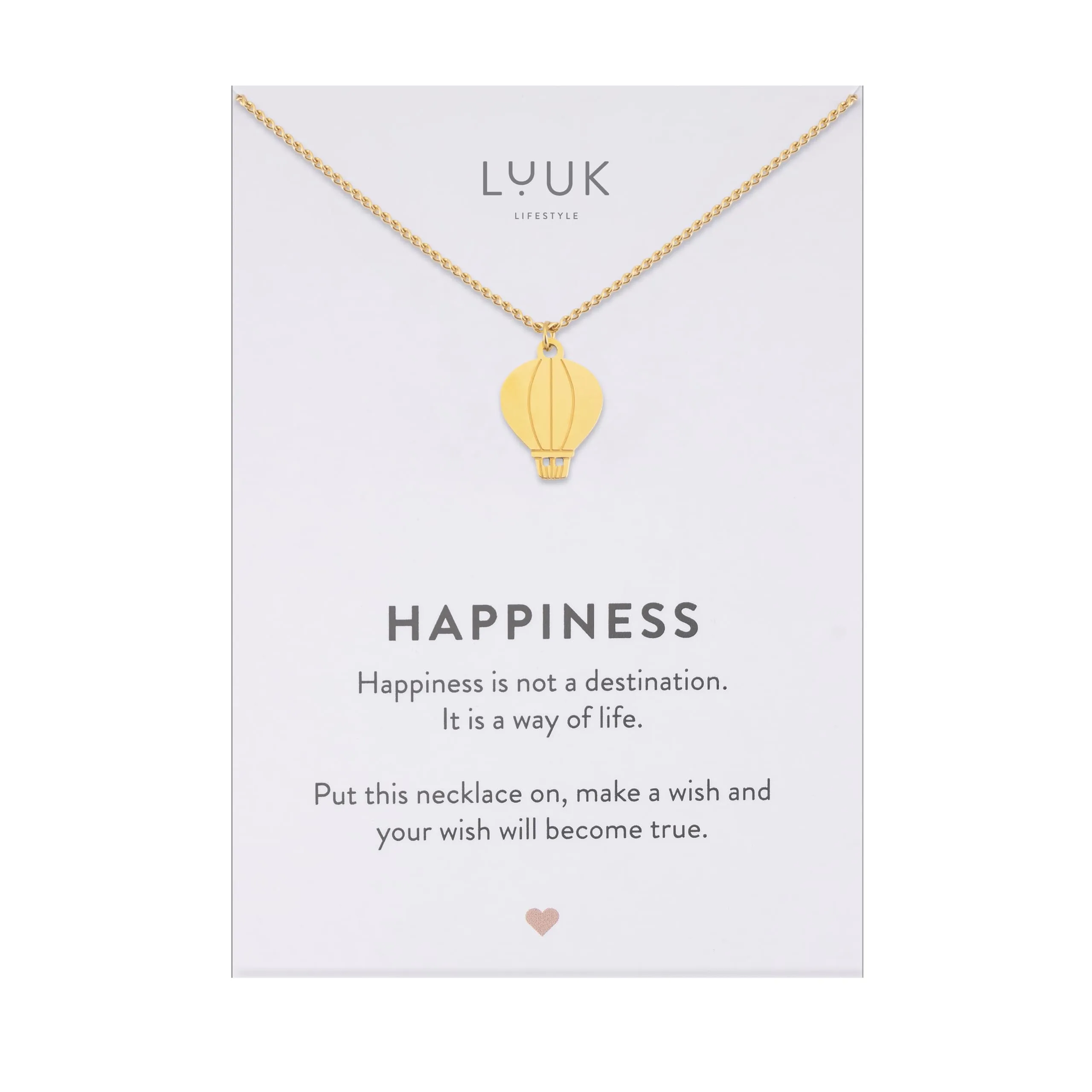 LUUK LIFESTYLE Collana con Ciondolo Mongolfiera, Oro, 50cm - immagine 1