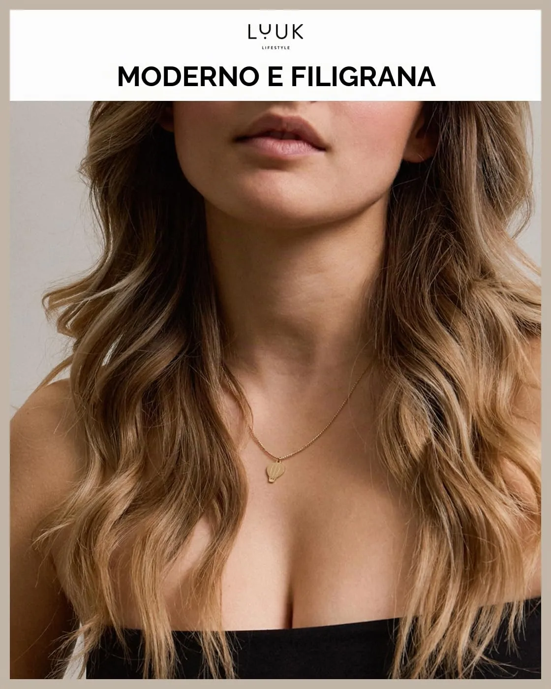 LUUK LIFESTYLE Collana con Ciondolo Mongolfiera, Oro, 50cm - immagine 3