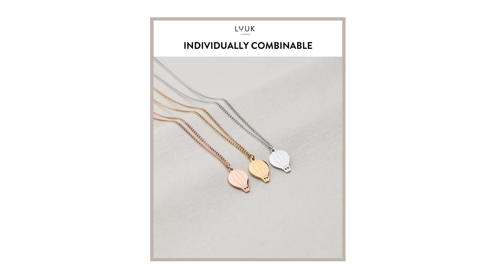 LUUK LIFESTYLE Collana con Ciondolo Mongolfiera, Oro, 50cm - immagine 5