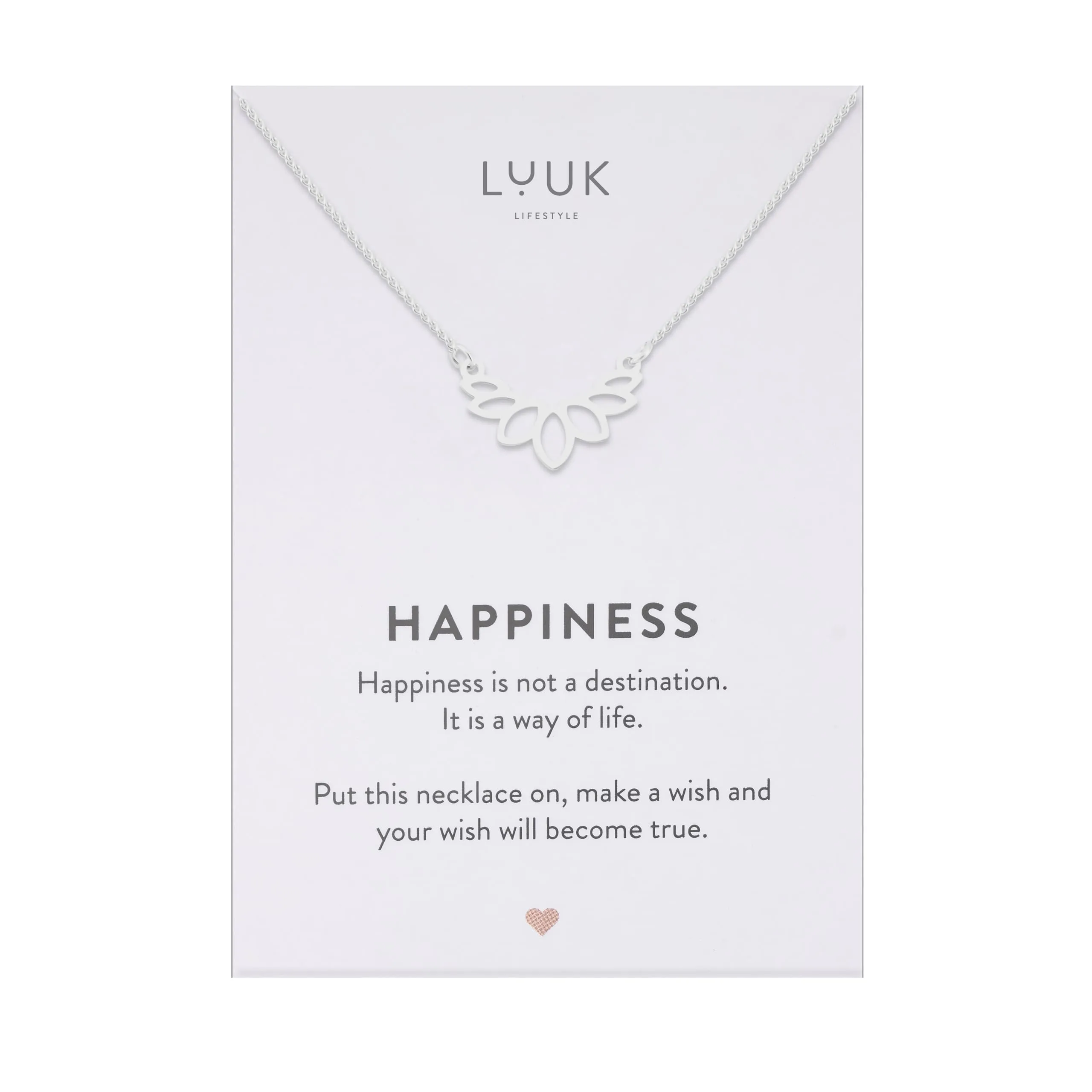 LUUK LIFESTYLE Collana con Ciondolo Fiore di Loto, Argento, 50cm - immagine 1