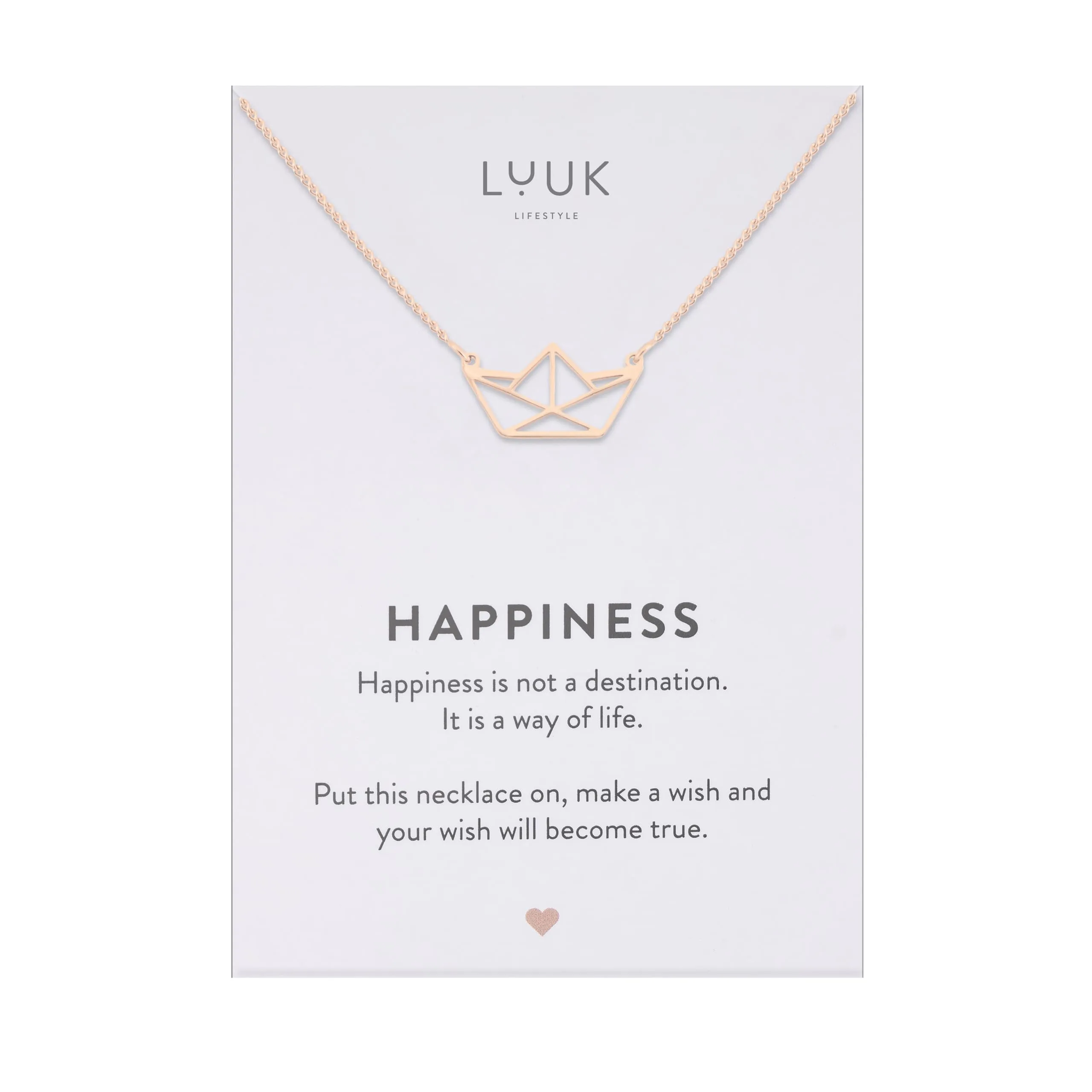 LUUK LIFESTYLE Collana con Ciondolo Nave, Oro Rosa, 50cm - immagine 1