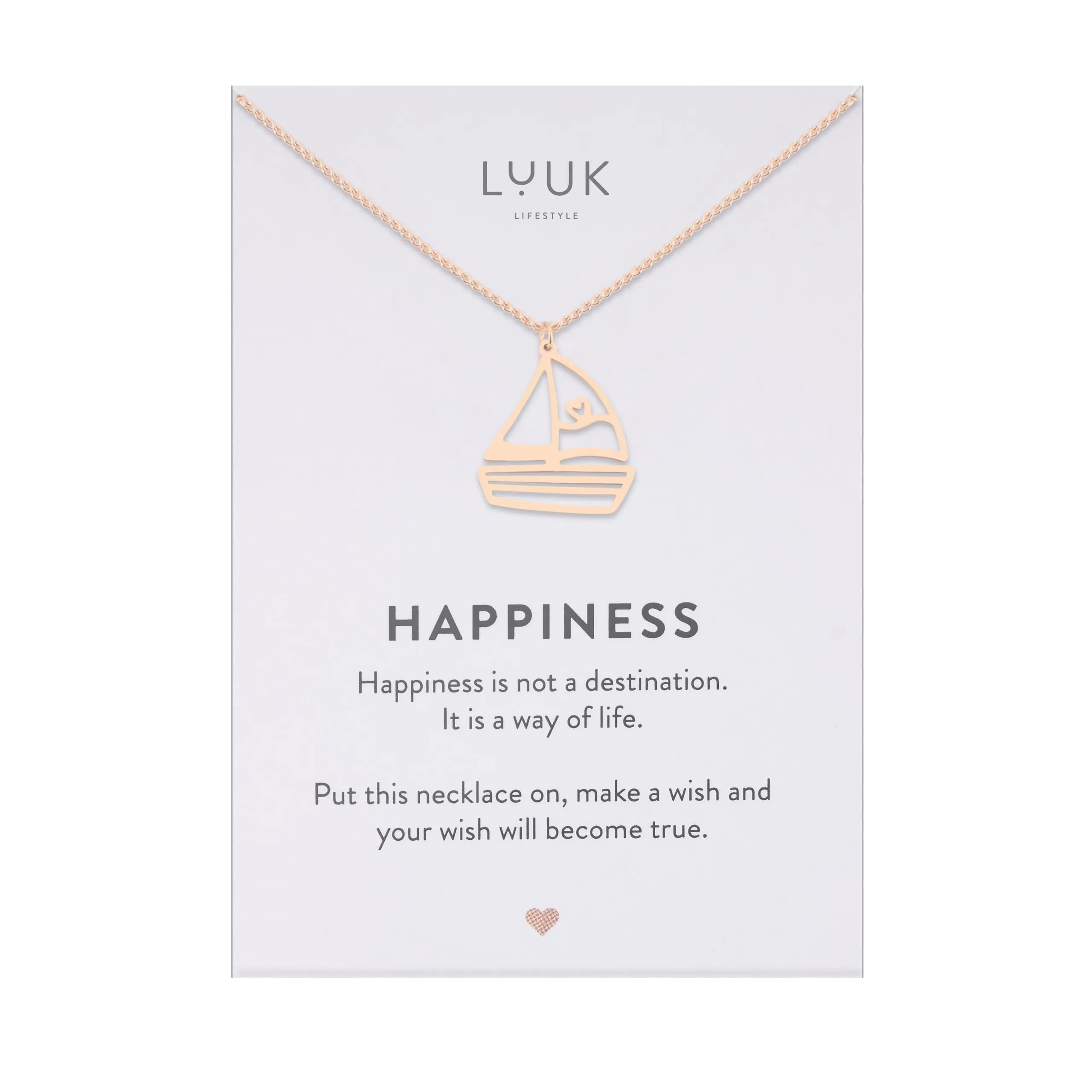 LUUK LIFESTYLE Collana con Ciondolo Barca a Vela, Oro Rosa, 50cm - immagine 1