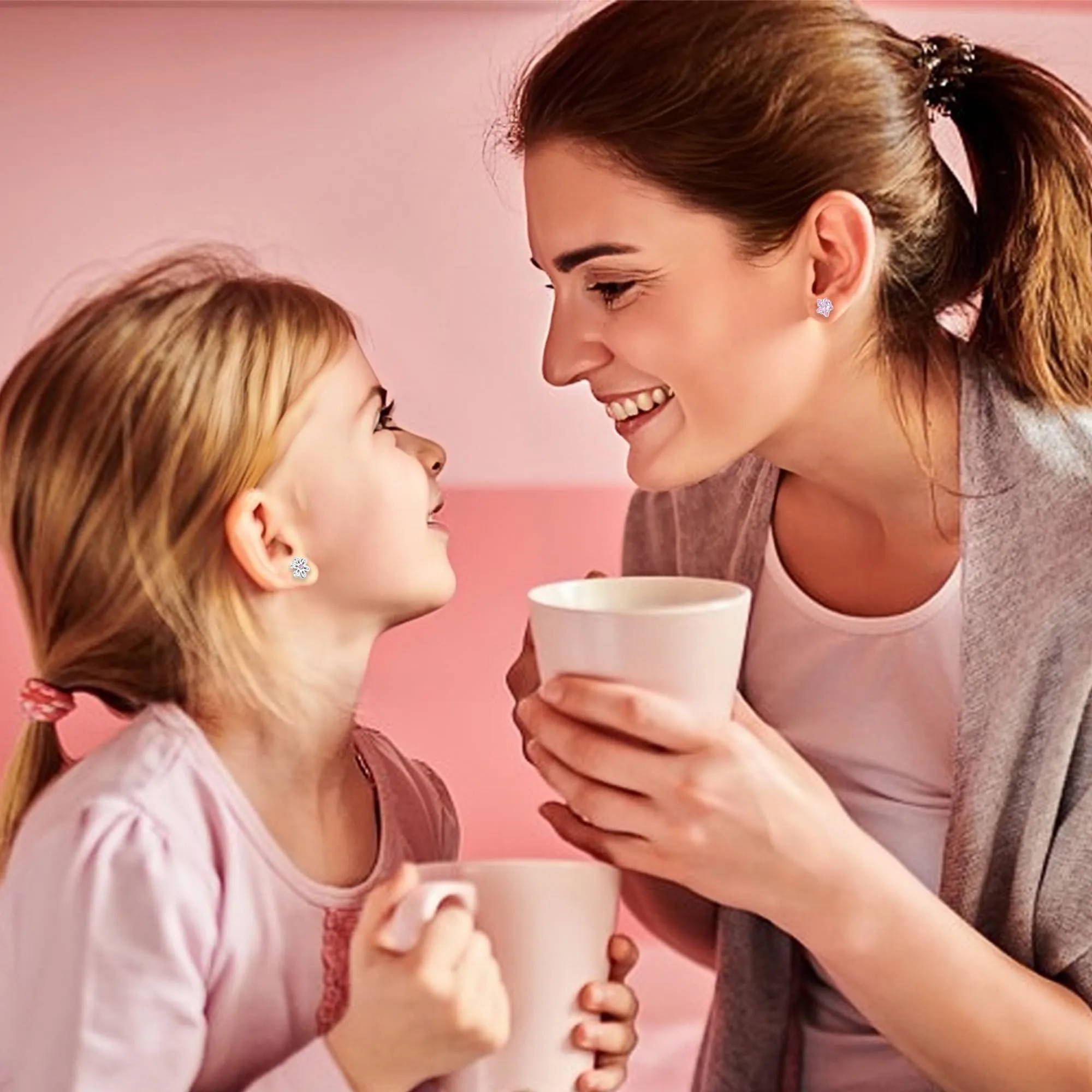 LOFITOR 10 Paia Orecchini a Vite Ipoallergenici, Acciaio Chirurgico, Piccoli Huggie, Pendenti CZ Stella Farfalla, Set Stud a Vite per Orecchie Sensibili Donne Ragazze Rosa - immagine 4
