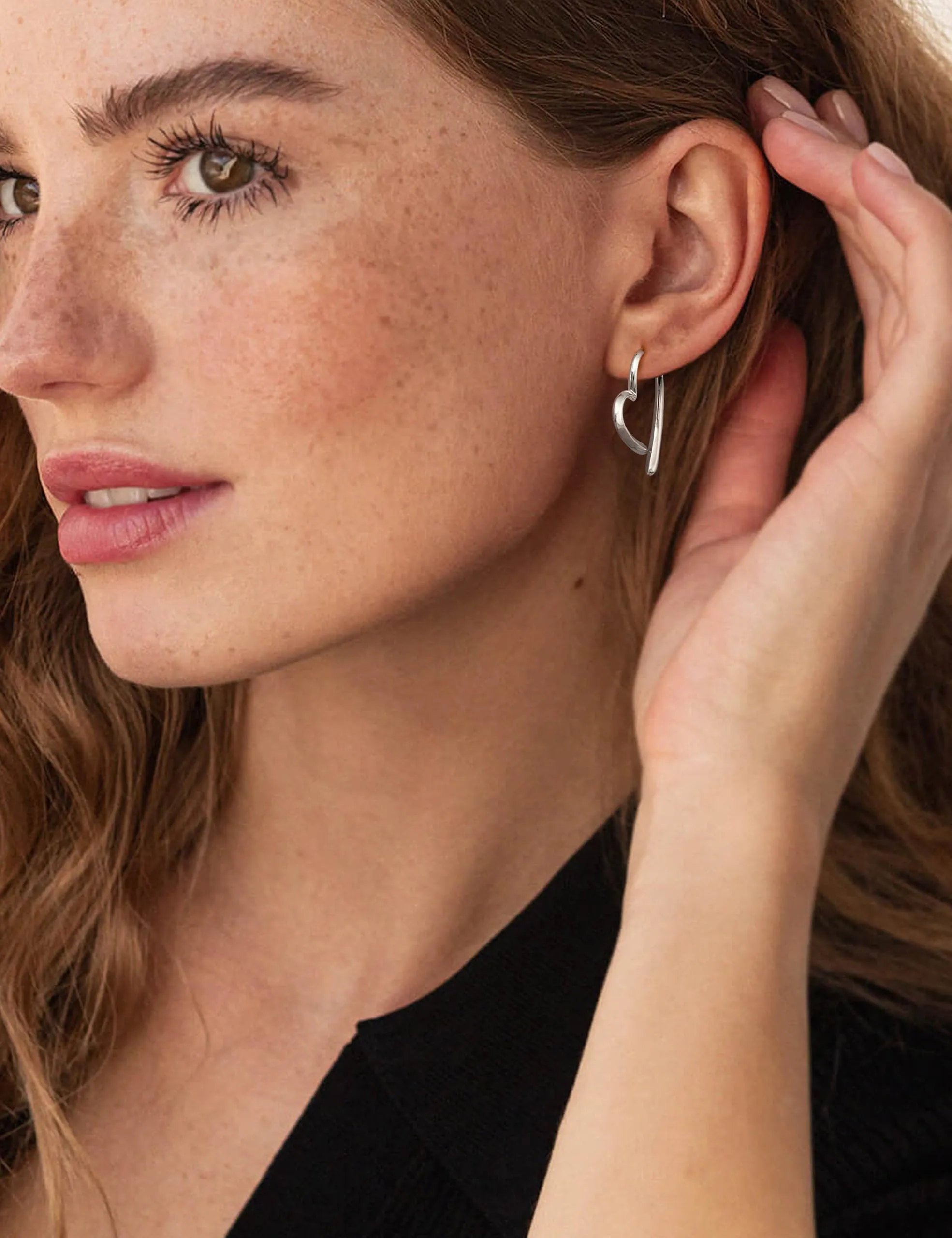Adramata Orecchini Donna Cerchio Con Cuore Perni In Argento 925 - immagine 4