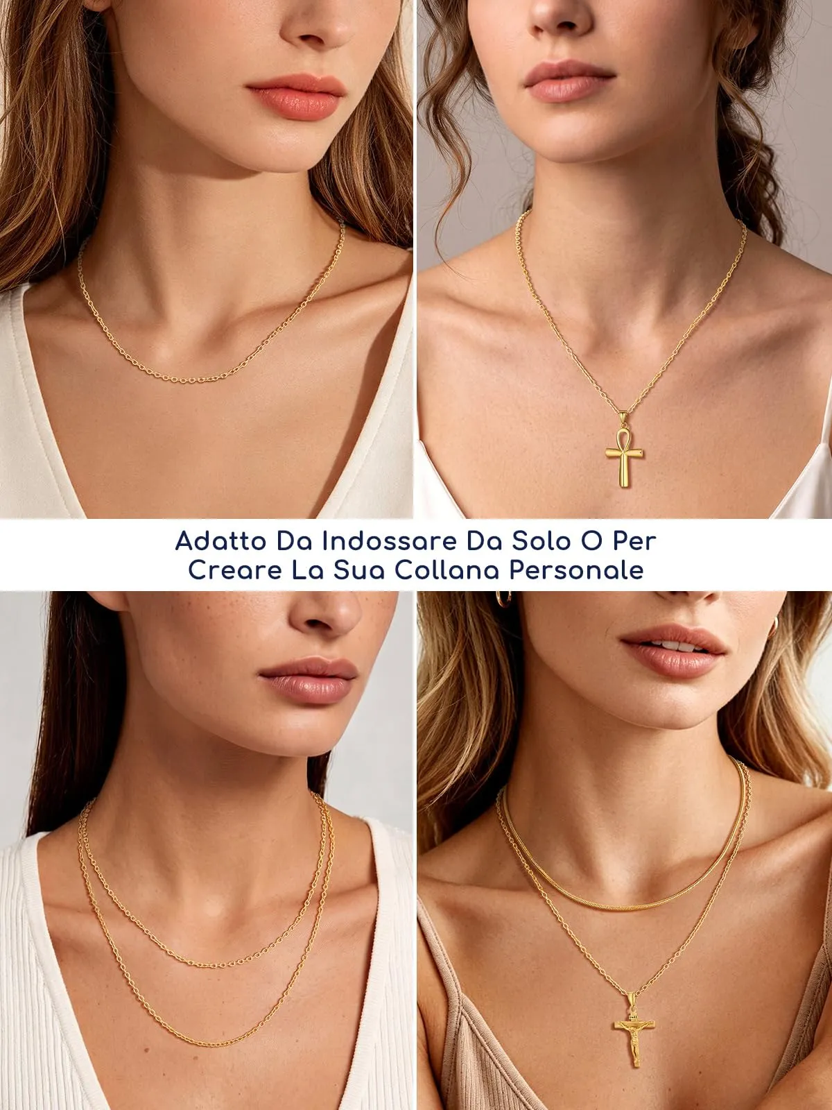 Suplight Collana Donna Oro Rolò a Catenina Sottile 2,5mm in Acciaio Inossidabile Catenina Oro Donna Lunghezza 46cm Catena per Ciondolo Impermeabile Confezione Regalo - immagine 3