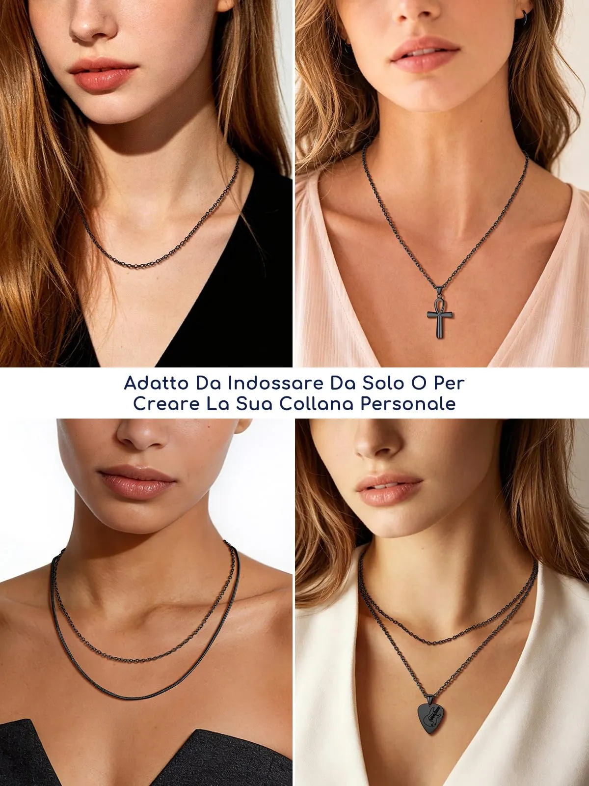 Suplight Collana Donna Nero a Catenina Rolò Sottile 2,5mm Catenina Nero Donna Lunghezza 76cm Collana da Donne Sottile per Ricambio Ciondolo Catena Scintillante Regalo per Compleanno - immagine 3