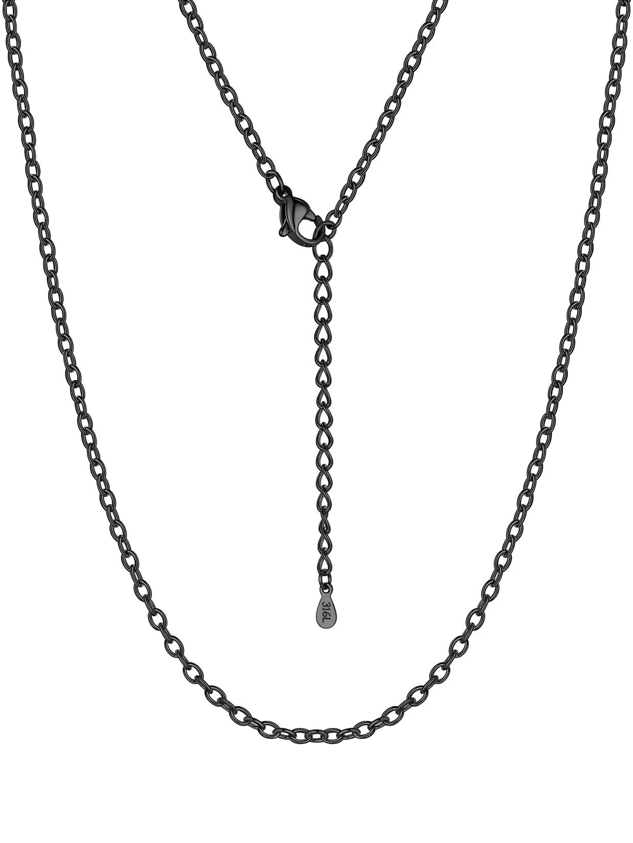 Suplight Collana Donna Nero Rolò a Catenina Sottile 2,5mm in Acciaio Inossidabile Catenina Nero Donna Lunghezza 71cm Catena per Ciondolo Impermeabile Confezione Regalo - immagine 1