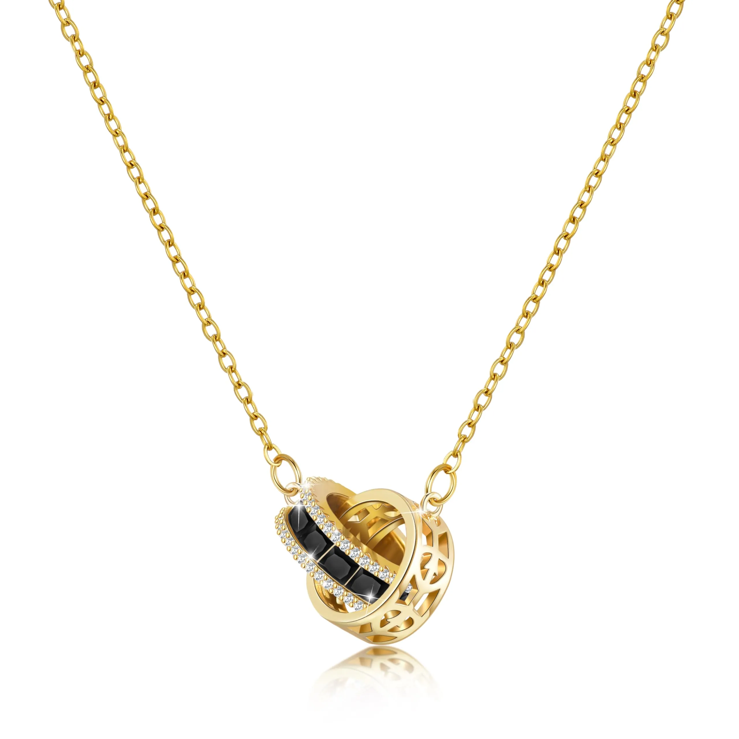 Linawe Ciondolo in tormalina nera da donna in oro, collana con gemme per donna, catena in acciaio inossidabile, gioielli ciondolo a catena in cristallo con pietra portafortuna - immagine 1