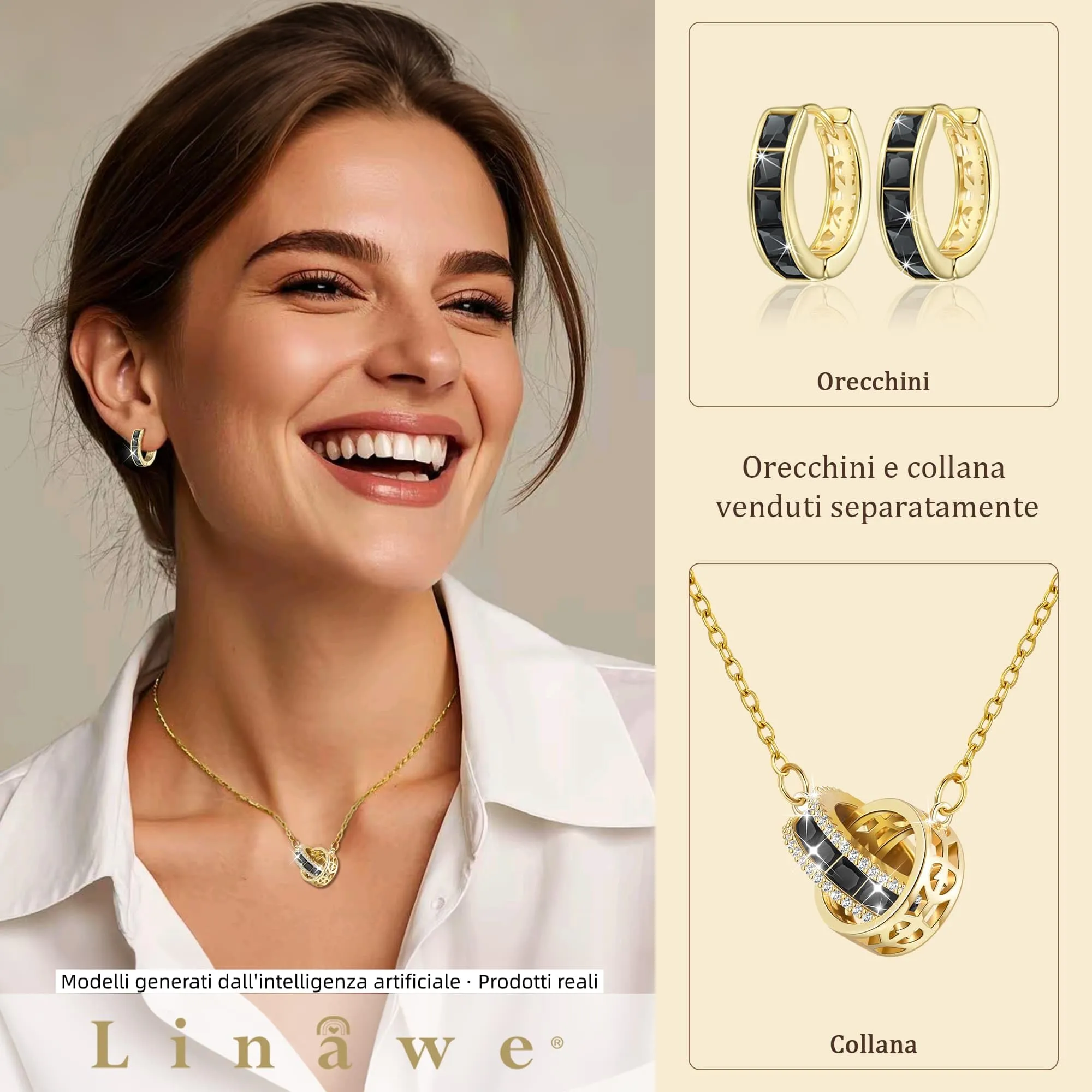 Linawe Ciondolo in tormalina nera da donna in oro, collana con gemme per donna, catena in acciaio inossidabile, gioielli ciondolo a catena in cristallo con pietra portafortuna - immagine 3