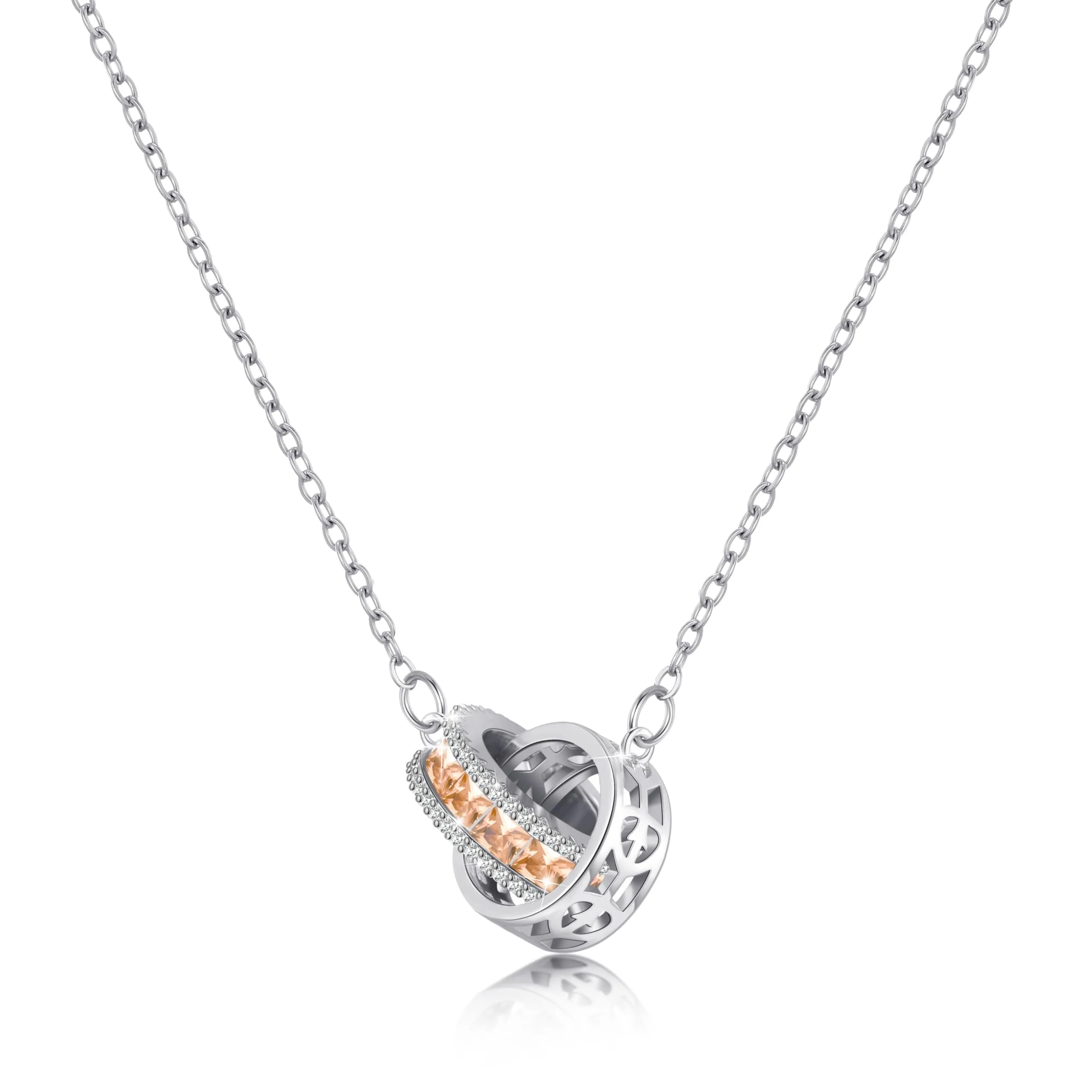 Linawe Collana da donna in acciaio inossidabile giallo citrino, collane con ciondolo con pietre preziose, collana con ciondolo a catena in argento, pietra portafortuna in cristallo - immagine 1