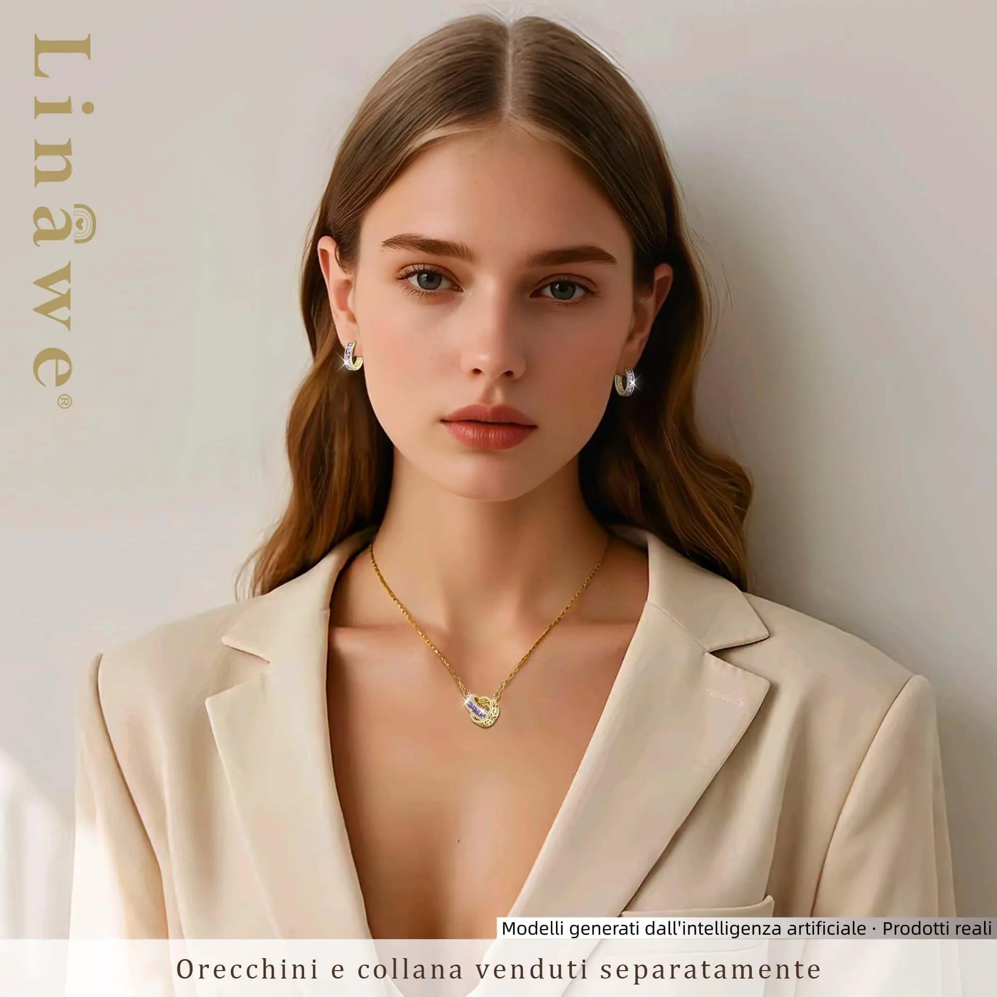 Linawe Catenina in oro con gemme viola ametista per donna, Ciondolo a catena in oro, Collana con pendente a catena, Catenina in acciaio inossidabile dorato con pietra portafortuna - immagine 4