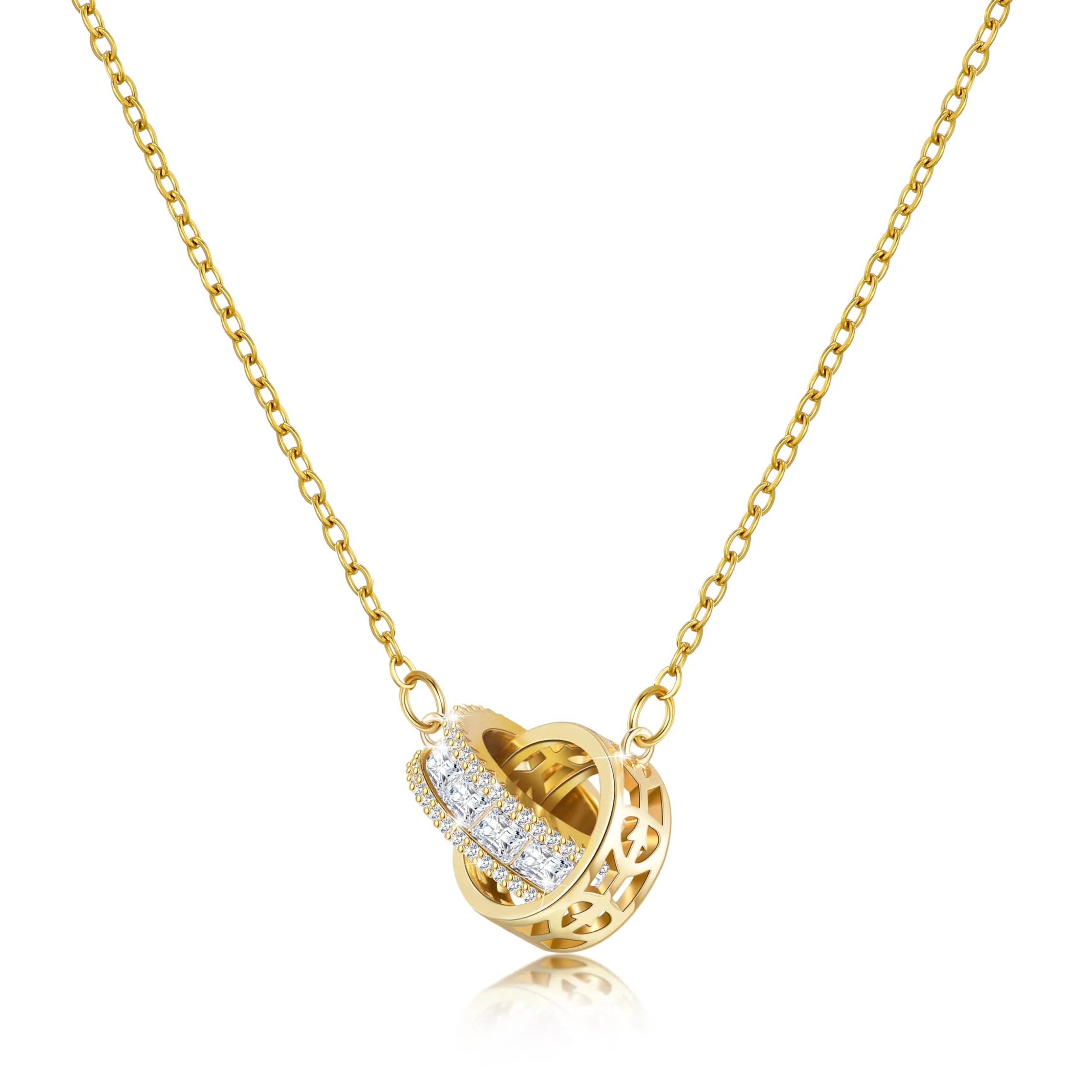 Linawe Gioielli da donna, collane in oro per donna, set di catenine in acciaio inossidabile, gioielli in rame, collana con pietra portafortuna, collana con ciondolo, gemme, pendenti in cristallo - immagine 1