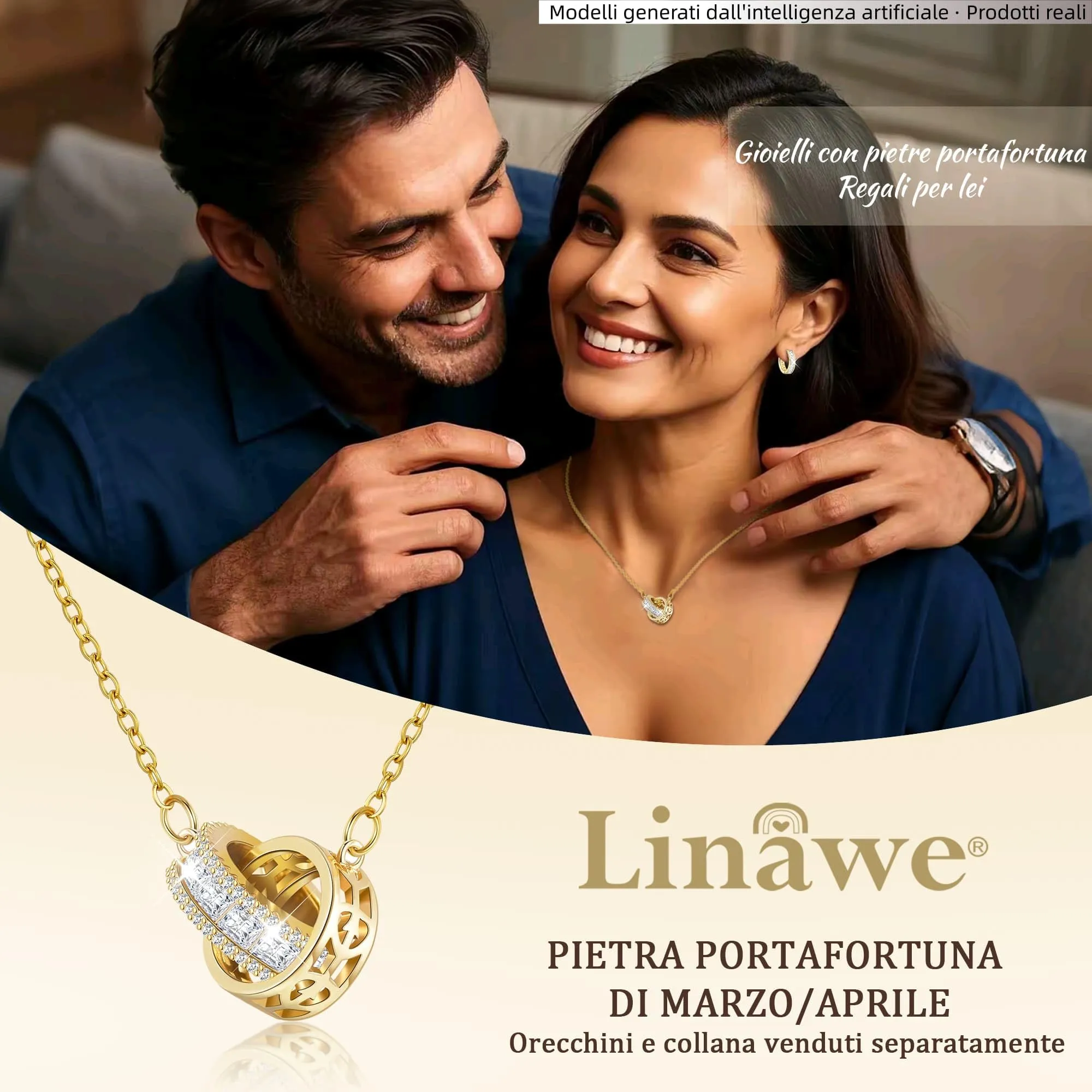 Linawe Gioielli da donna, collane in oro per donna, set di catenine in acciaio inossidabile, gioielli in rame, collana con pietra portafortuna, collana con ciondolo, gemme, pendenti in cristallo - immagine 5