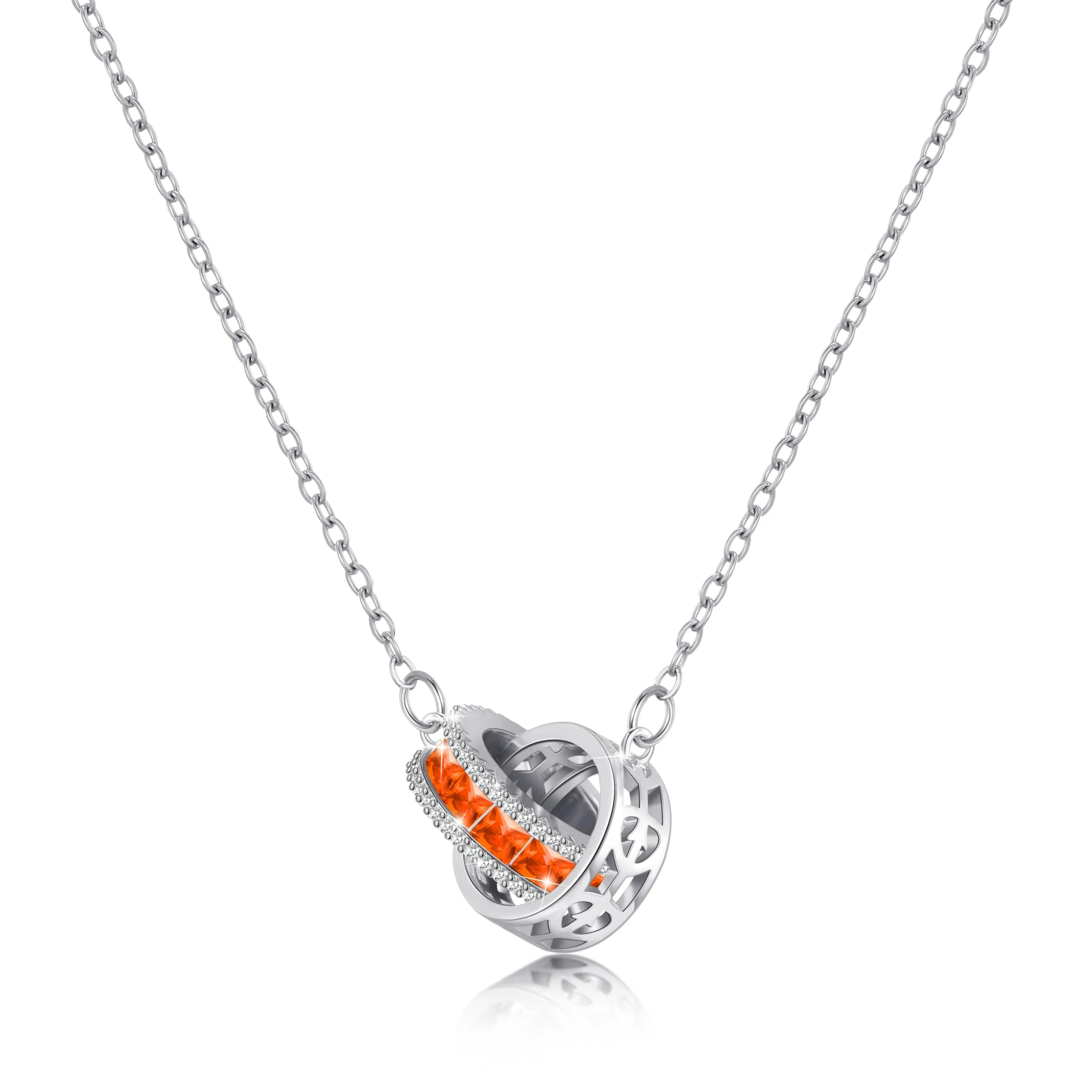 Linawe Gioielli da collana in argento, ciondolo con pietre preziose arancioni, catena in argento, gioielli da donna, collana in cristallo in acciaio inossidabile - immagine 1