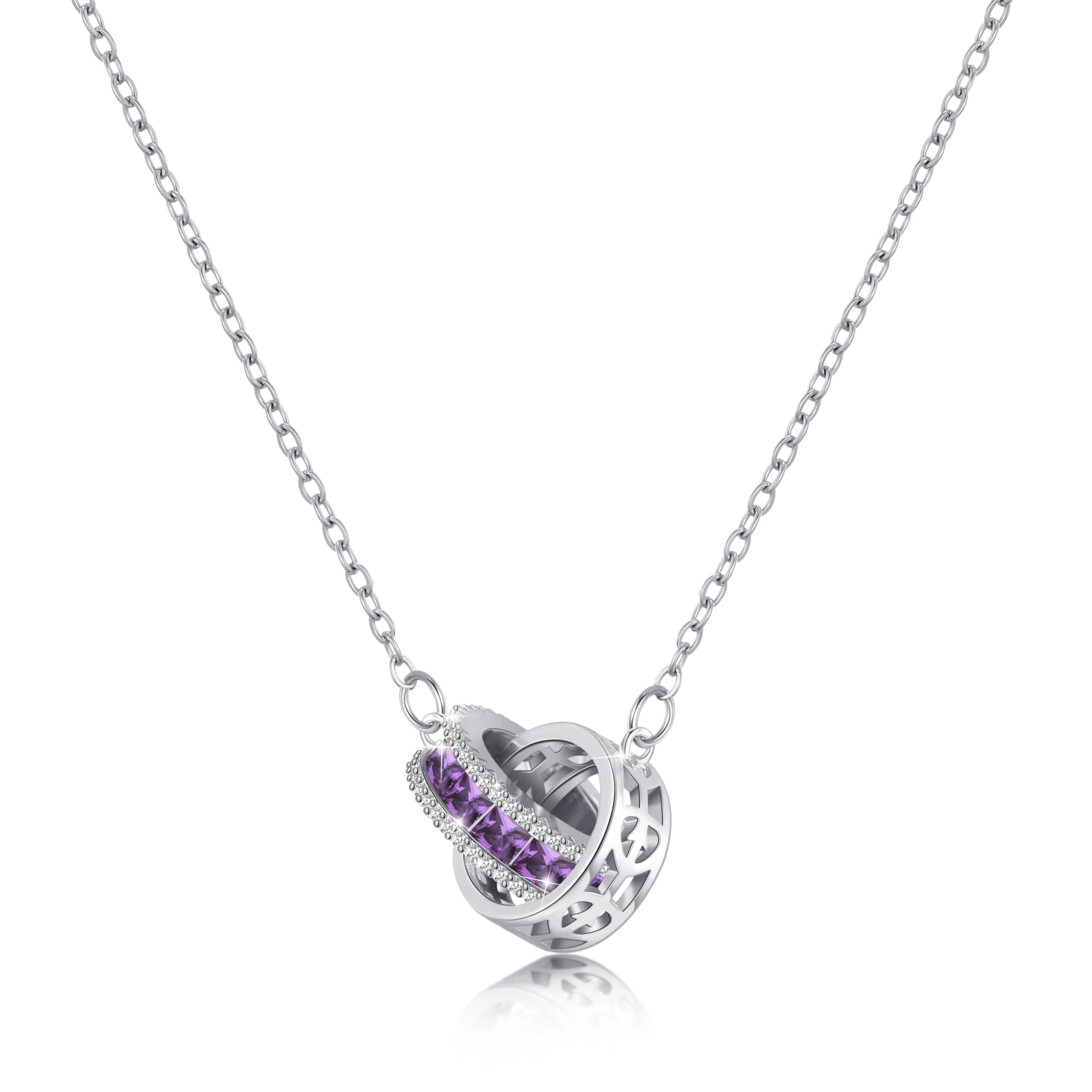 Linawe Collane con ametista viola per donna, gioielli a catena in acciaio inossidabile, gioielli in rame con ciondolo con pietre preziose, set di catenine in cristallo con pietra portafortuna - immagine 1