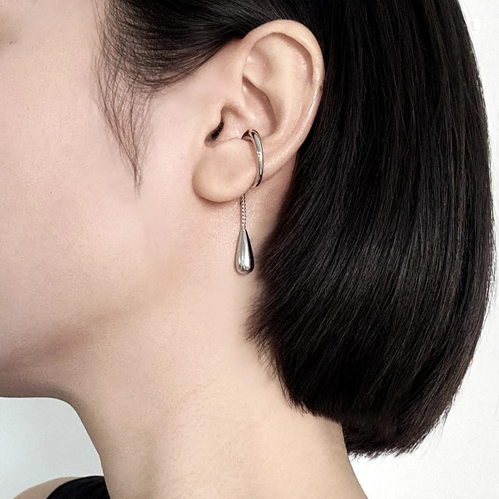 LAURITAMI 1 Pezzi Ear Cuff Orecchini Donna, Orecchini Clip Senza Buco Ear Cuff Acciaio Inossidabile Finti Cartilagine Helix Piercing Gioielli - immagine 2