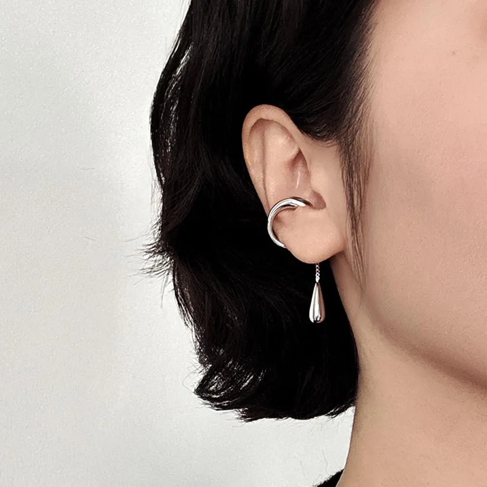 LAURITAMI 1 Pezzi Ear Cuff Orecchini Donna, Orecchini Clip Senza Buco Ear Cuff Acciaio Inossidabile Finti Cartilagine Helix Piercing Gioielli - immagine 3