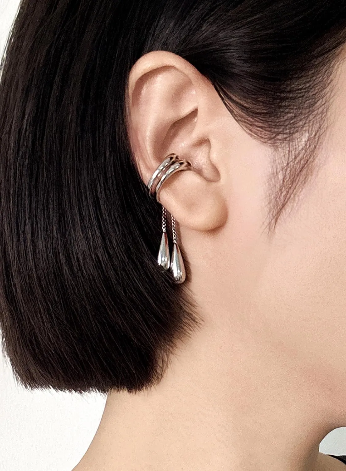 LAURITAMI 1 Pezzi Ear Cuff Orecchini Donna, Orecchini Clip Senza Buco Ear Cuff Acciaio Inossidabile Finti Cartilagine Helix Piercing Gioielli - immagine 4