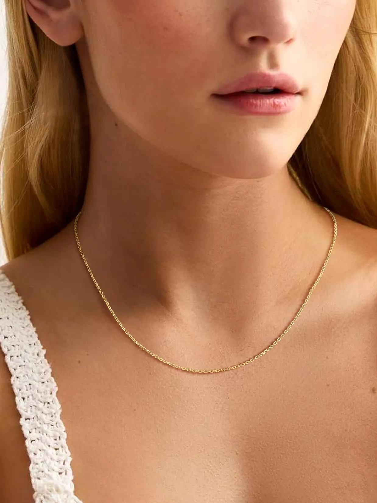 Suplight Collana Donna Oro a Catenina Rolò Sottile 1,4mm Catenina Oro Donna Lunghezza 41cm Collana da Donne Sottile per Ricambio Ciondolo Catena Scintillante Regalo per Compleanno - immagine 2