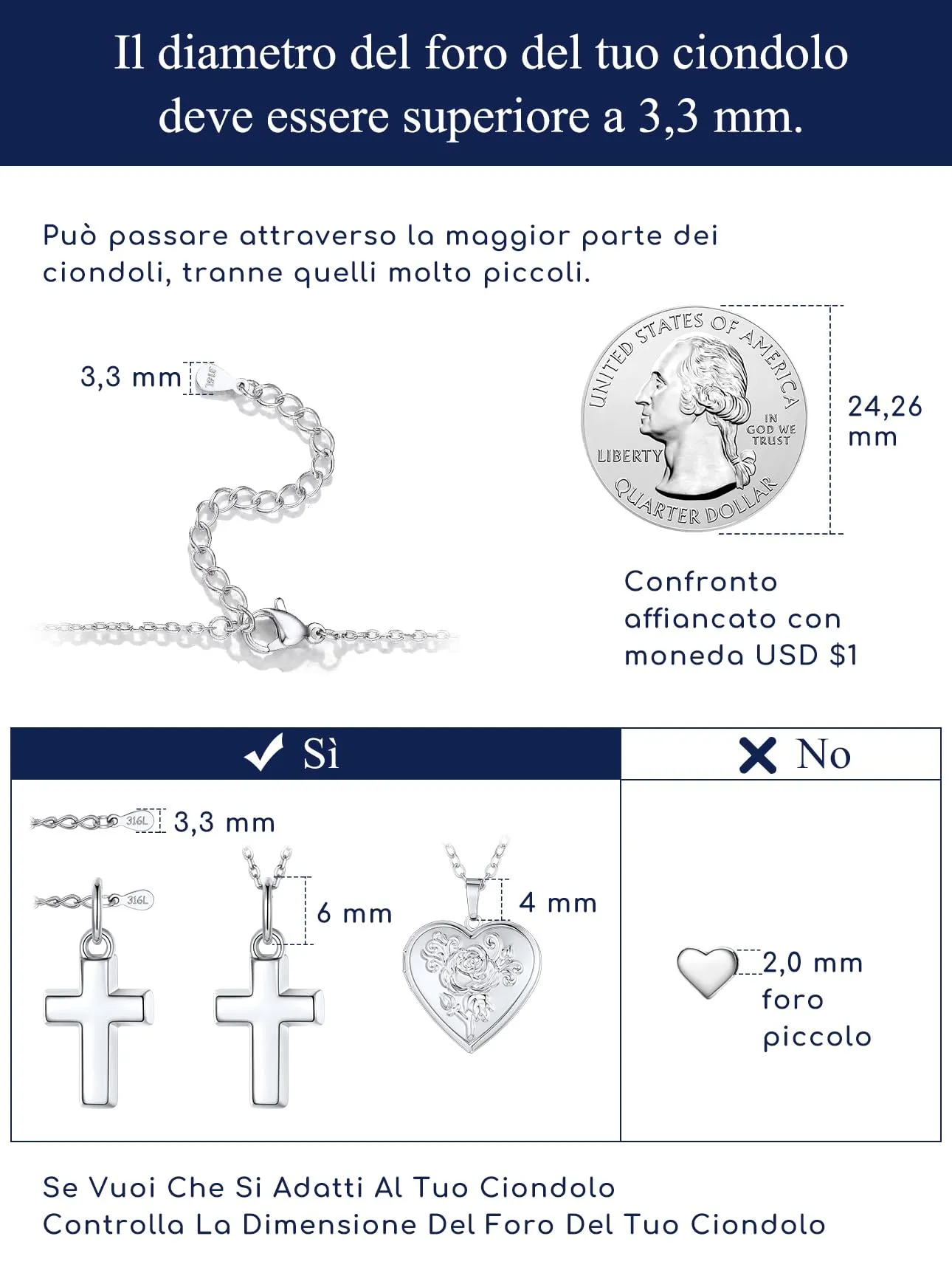 Suplight Collana Donna a Catenina Rolò Sottile 1,4mm in Acciaio Inossidabile Catenina Acciaio Donna Lunghezza 41cm Collana da Donne Sottile per Ricambio Ciondolo Regalo per Compleanno - immagine 6