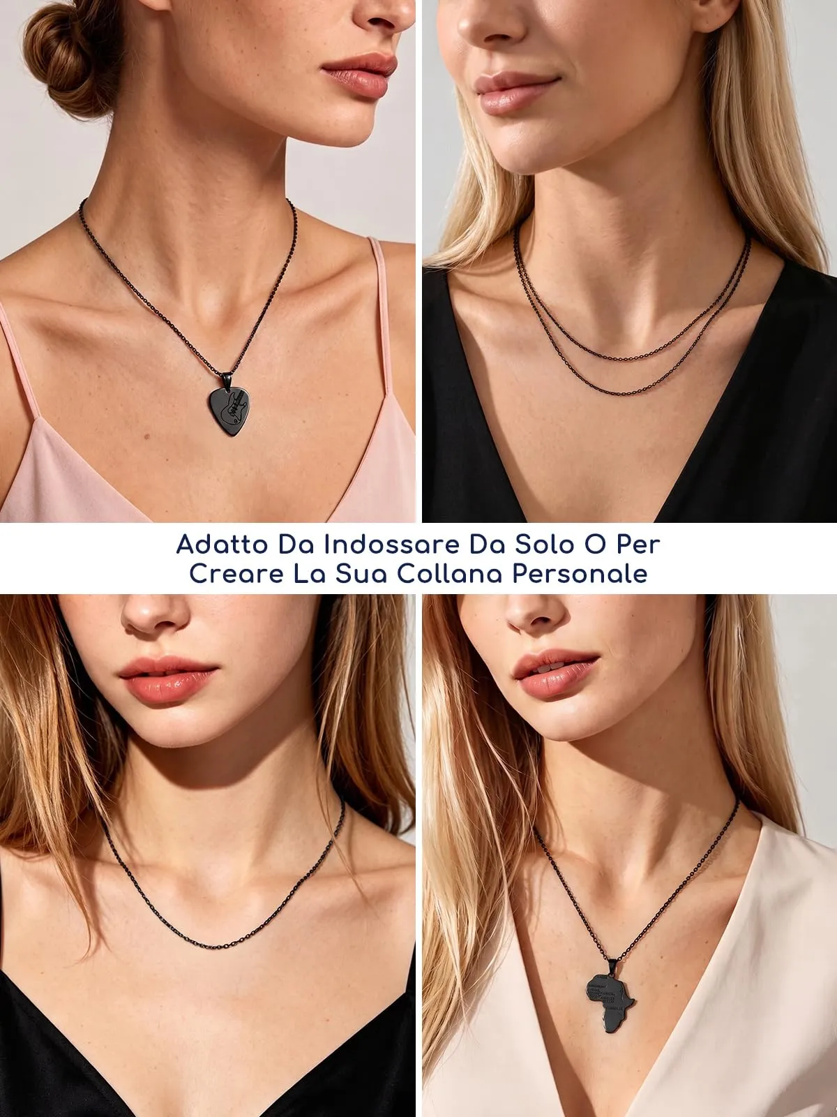 Suplight Collana Donna Nero a Catenina Rolò Sottile 1,4mm Catenina Nero Donna Lunghezza 56cm Collana da Donne Sottile per Ricambio Ciondolo Catena Scintillante Regalo per Compleanno - immagine 3