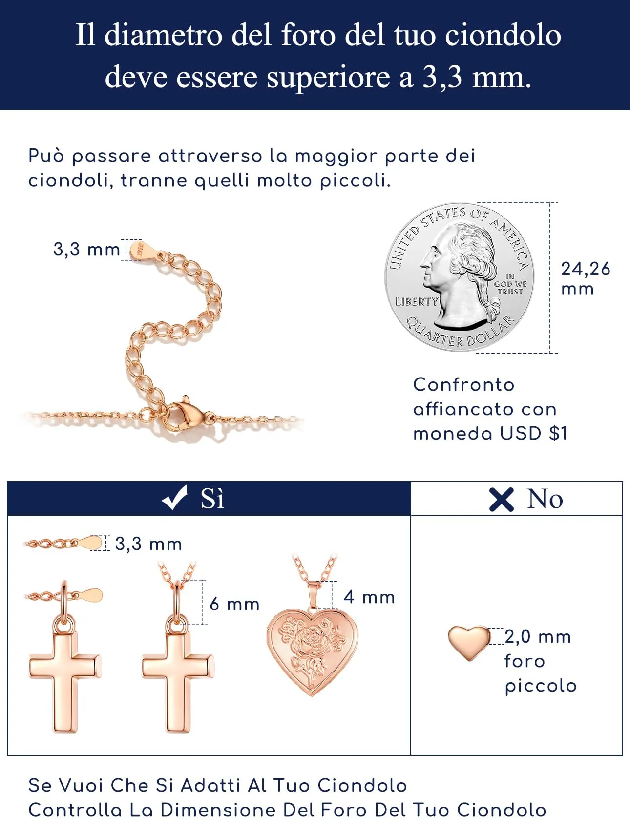 Suplight Collana Donna Oro Rosa a Catenina Rolò Sottile 1,4mm Catenina Oro Rosa Donna Lunghezza 61cm Collana da Donne Sottile per Ricambio Ciondolo Catena Scintillante Regalo per Compleanno - immagine 6