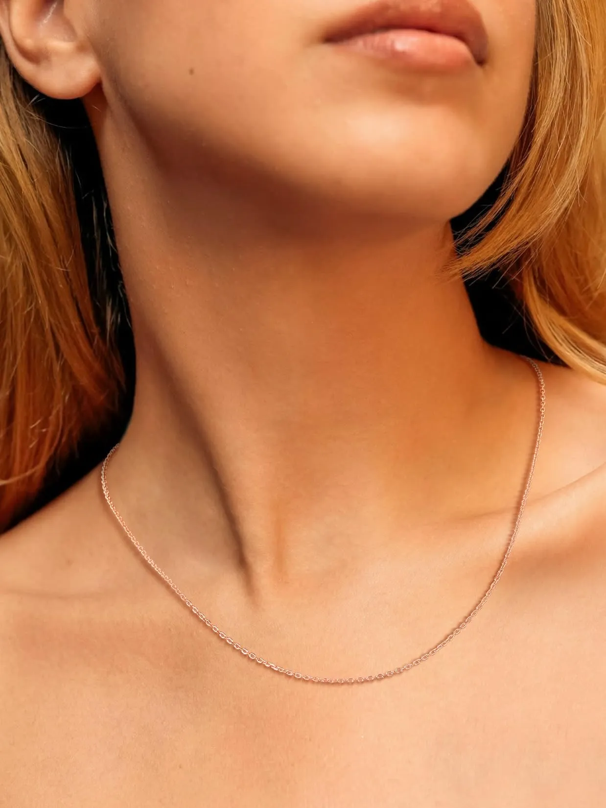 Suplight Collana Donna Oro Rosa a Catenina Rolò Sottile 1,4mm Catenina Oro Rosa Donna Lunghezza 56cm Collana da Donne Sottile per Ricambio Ciondolo Catena Scintillante Regalo per Compleanno - immagine 2