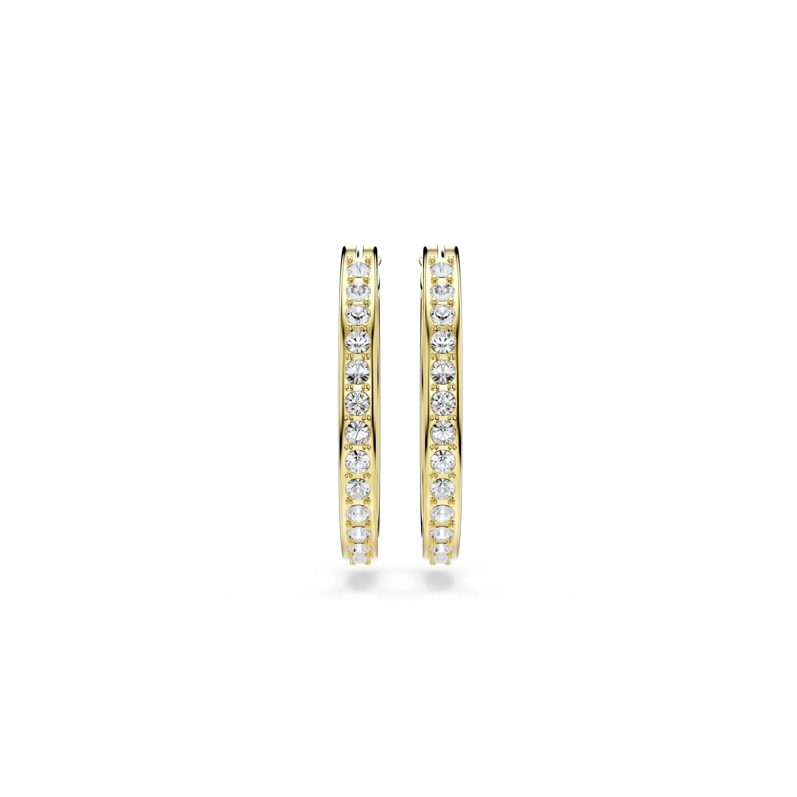 Swarovski Sommerset Orecchini a Cerchio Piccoli, Gioielli Versatili per Occasioni Speciali con Pavé di Cristalli Cry Swarovski, Placcatura in Tonalità Oro, 2 x 0,2 cm, peso (singolo orecchino) 1,1 g - immagine 2