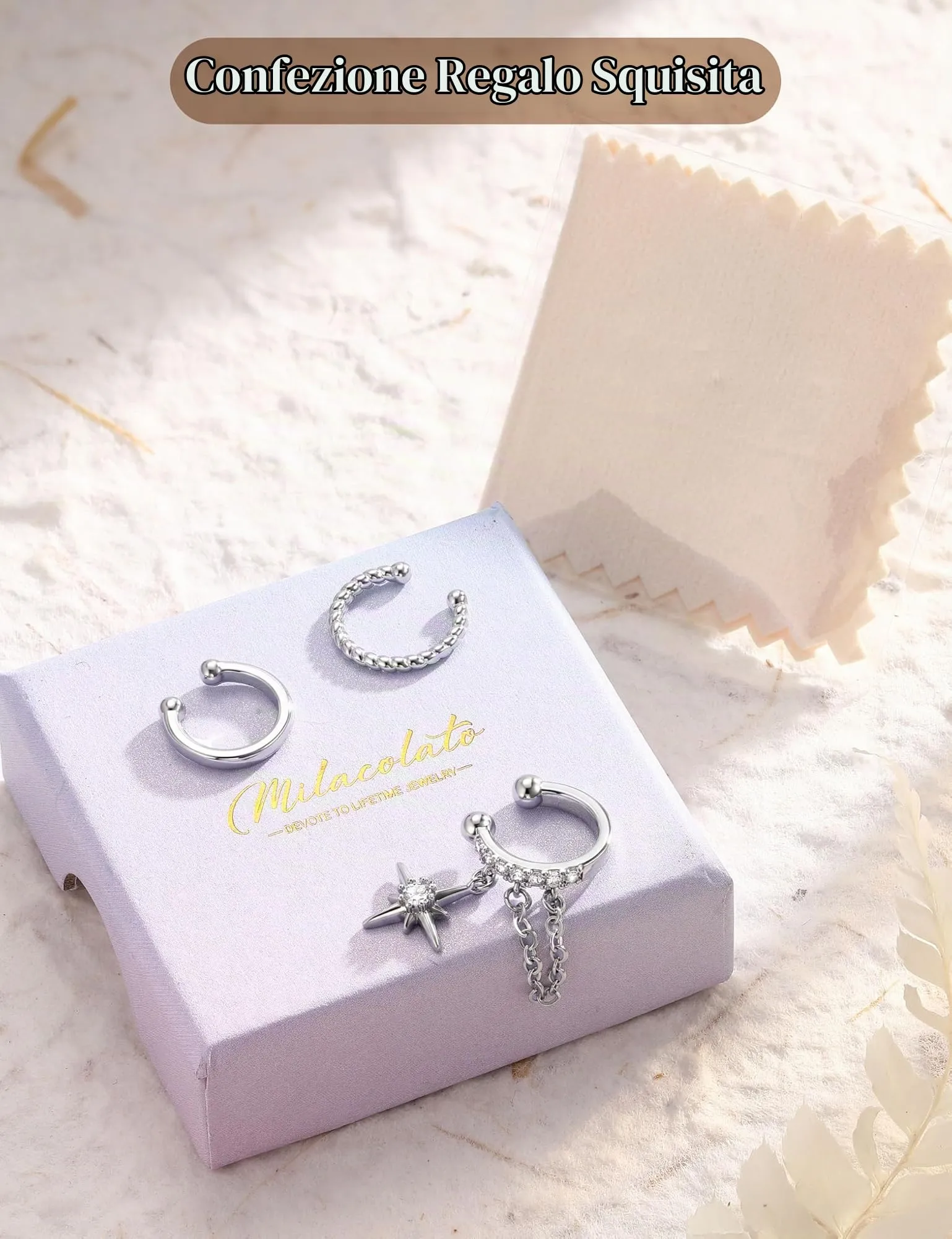 MILACOLATO Ear Cuff Orecchini da Donna Color Oro Orecchini Senza Buco - immagine 7