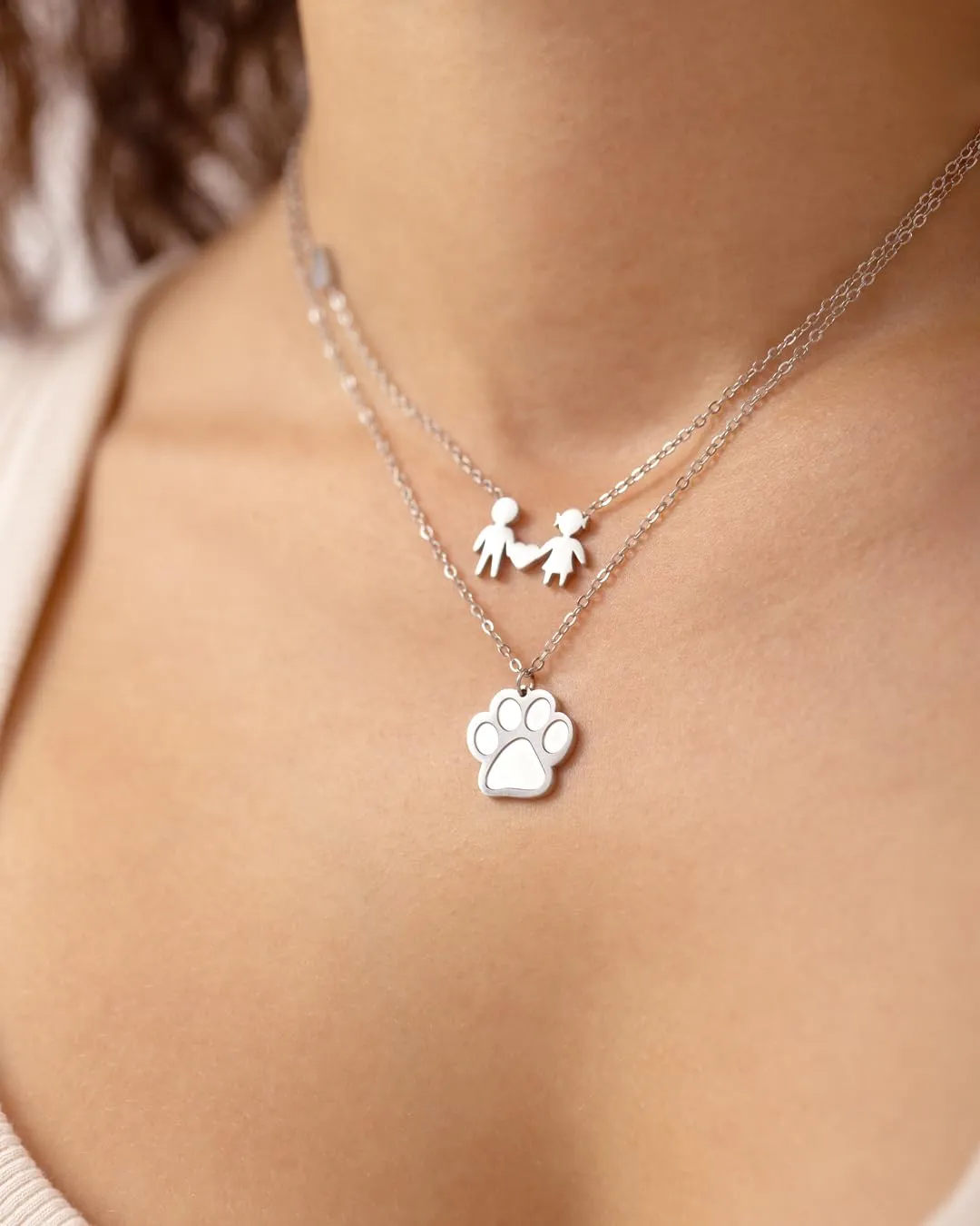 Collana Donna Ciondolo Zampa Cane con Strass in Acciaio Inox, Idea Regalo - immagine 3