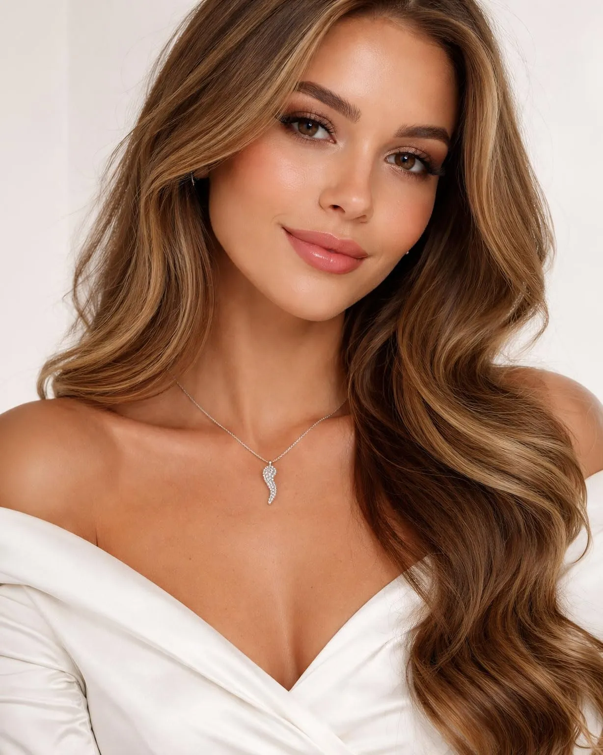 Collana Donna Ciondolo Cornetto con Strass Portafortuna Acciaio Inox - immagine 2