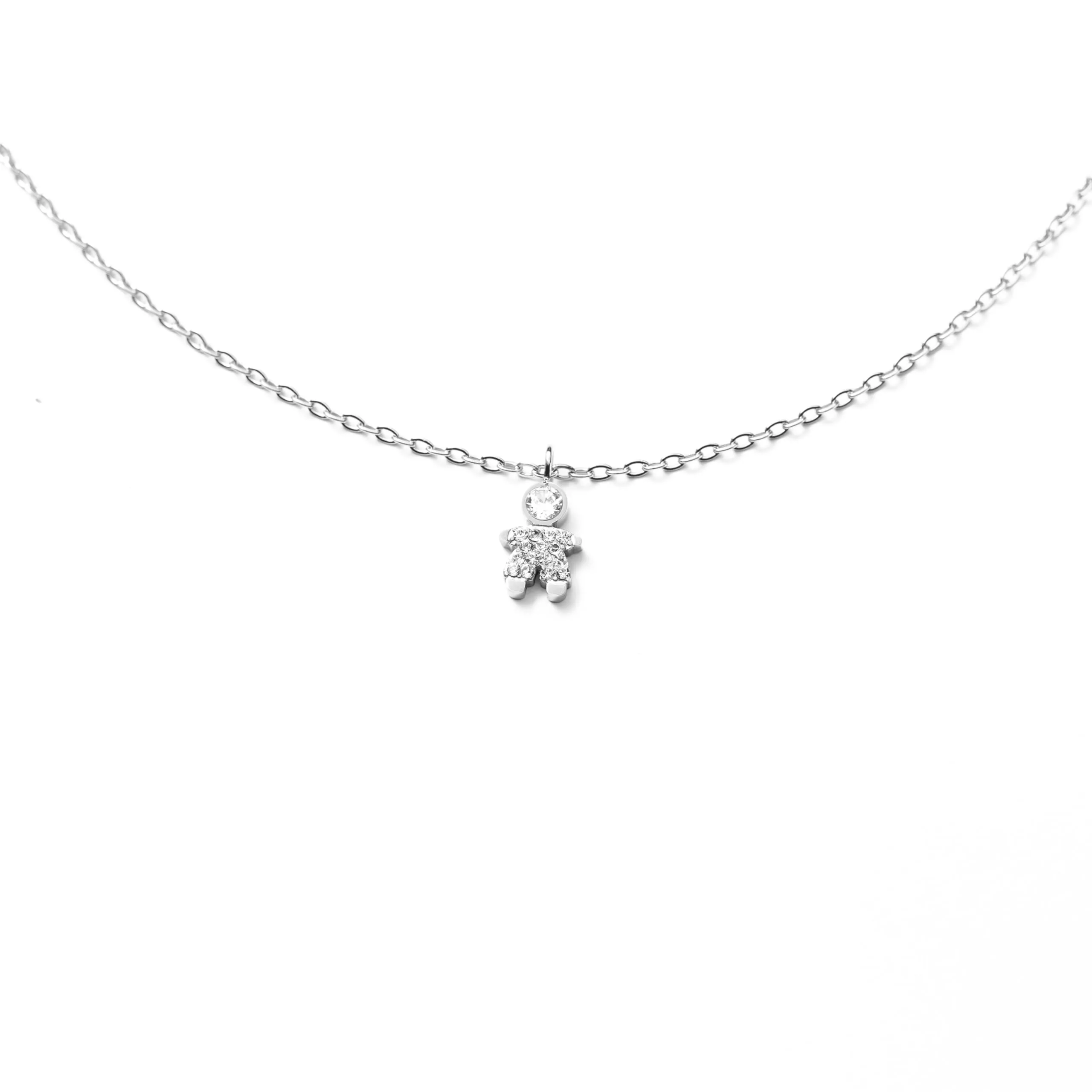 Collana Donna Girocollo con Ciondolo Famiglia in Acciaio Inox, Idea Regalo - immagine 1