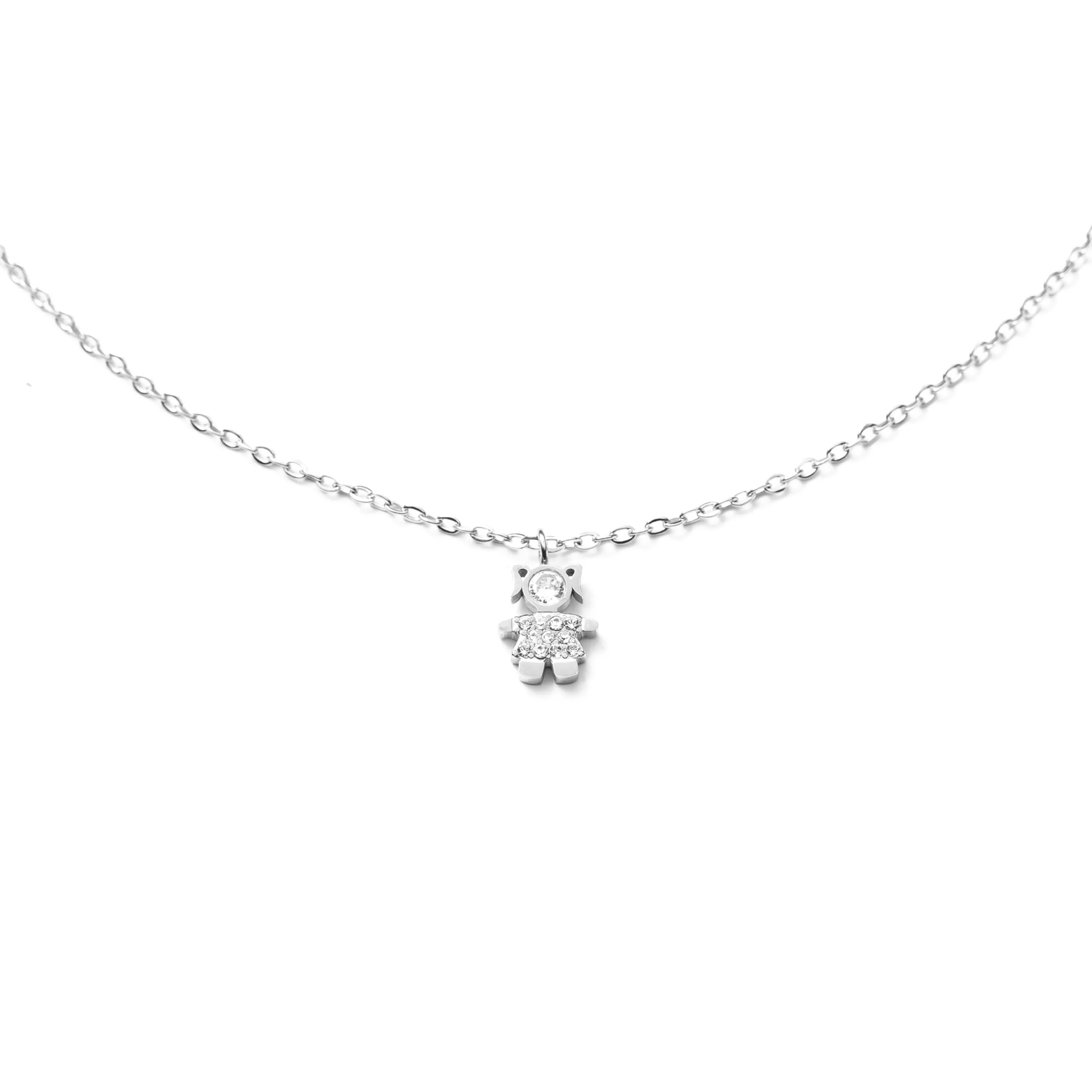Collana Donna Girocollo con Ciondolo Famiglia in Acciaio Inox, Idea Regalo - immagine 1