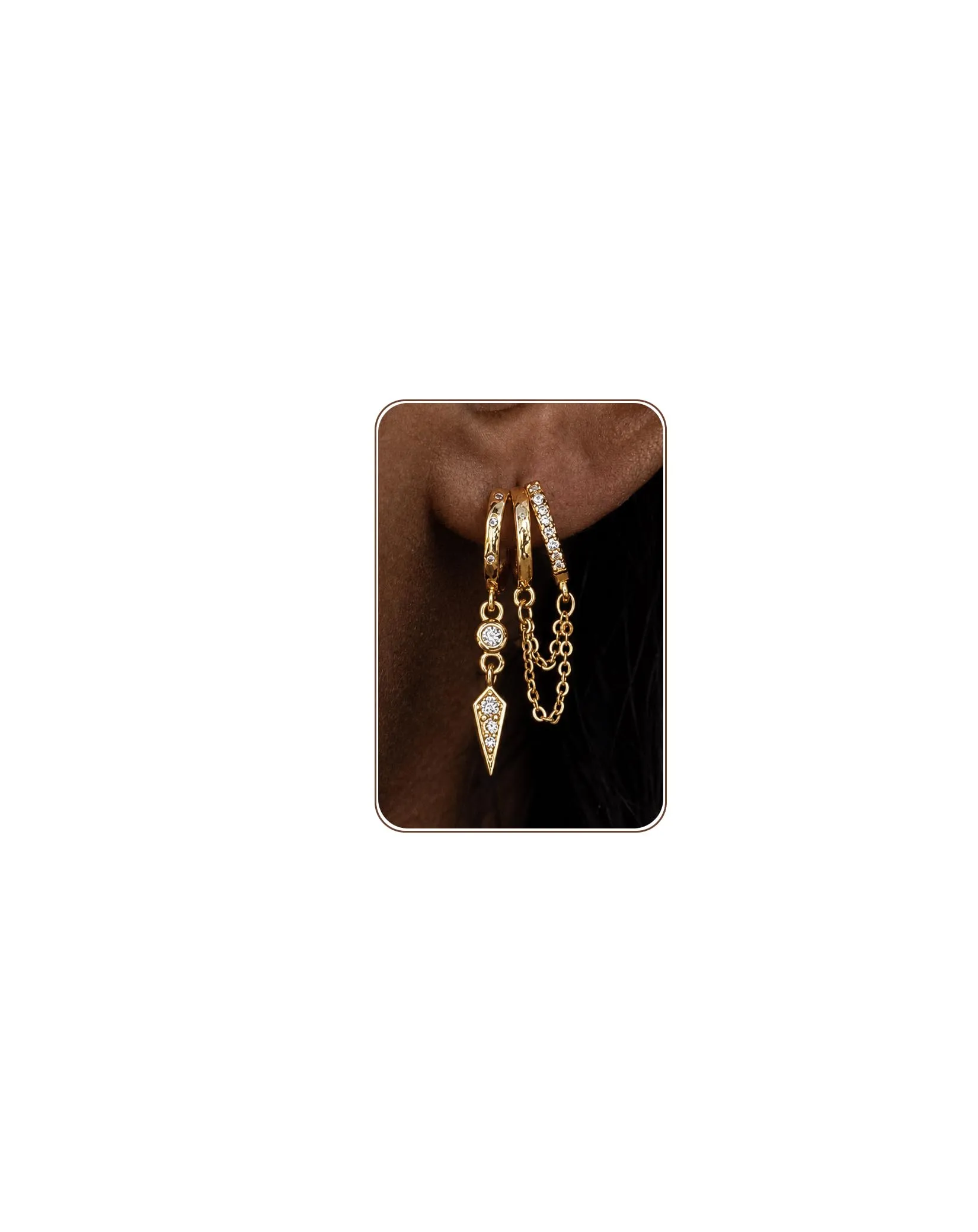 HANLI Orecchini Cerchio Pendenti Donna Oro Placcato 14K e Zirconi Cubici Anallergici Leggeri Trendy Gioielli di Moda per le Donne - immagine 1